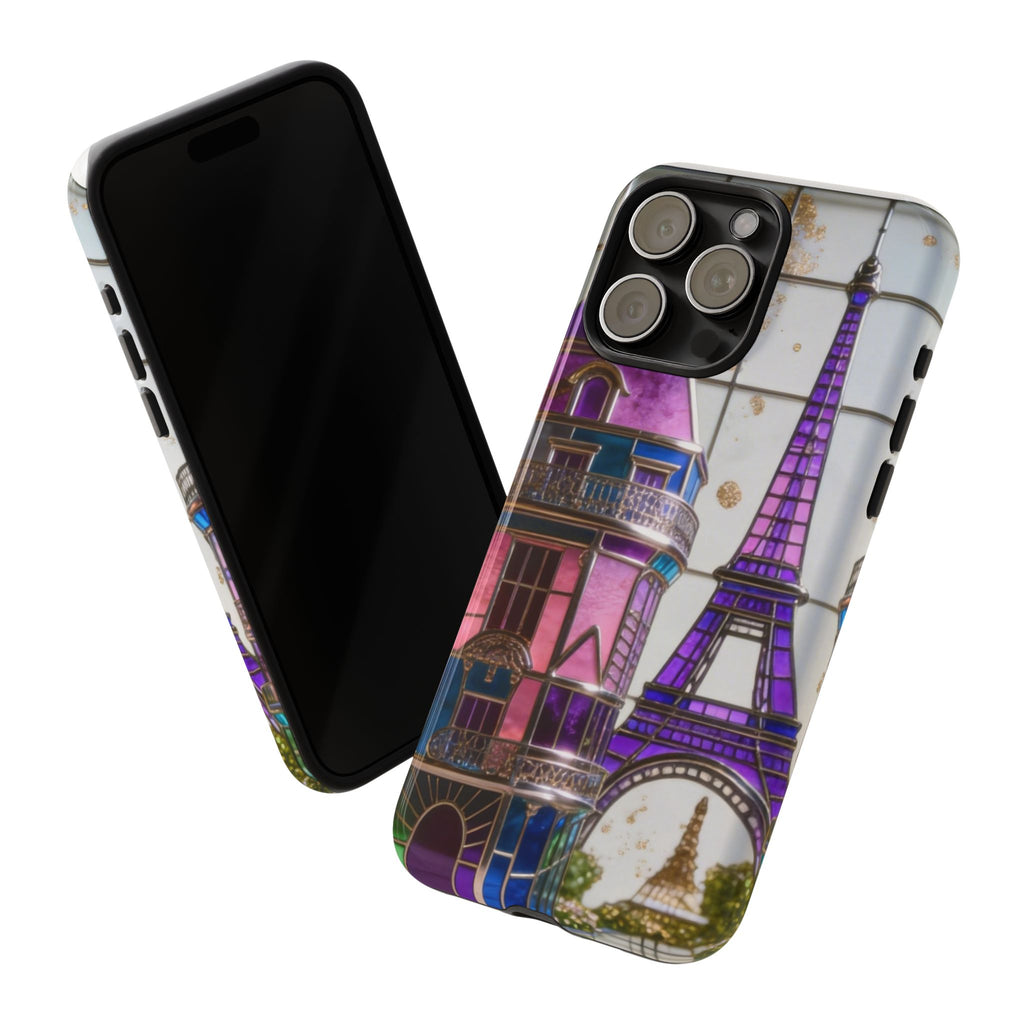 Parisian Eiffel Tower Tough Phone Case — Purple Vintage Cityscape Printify