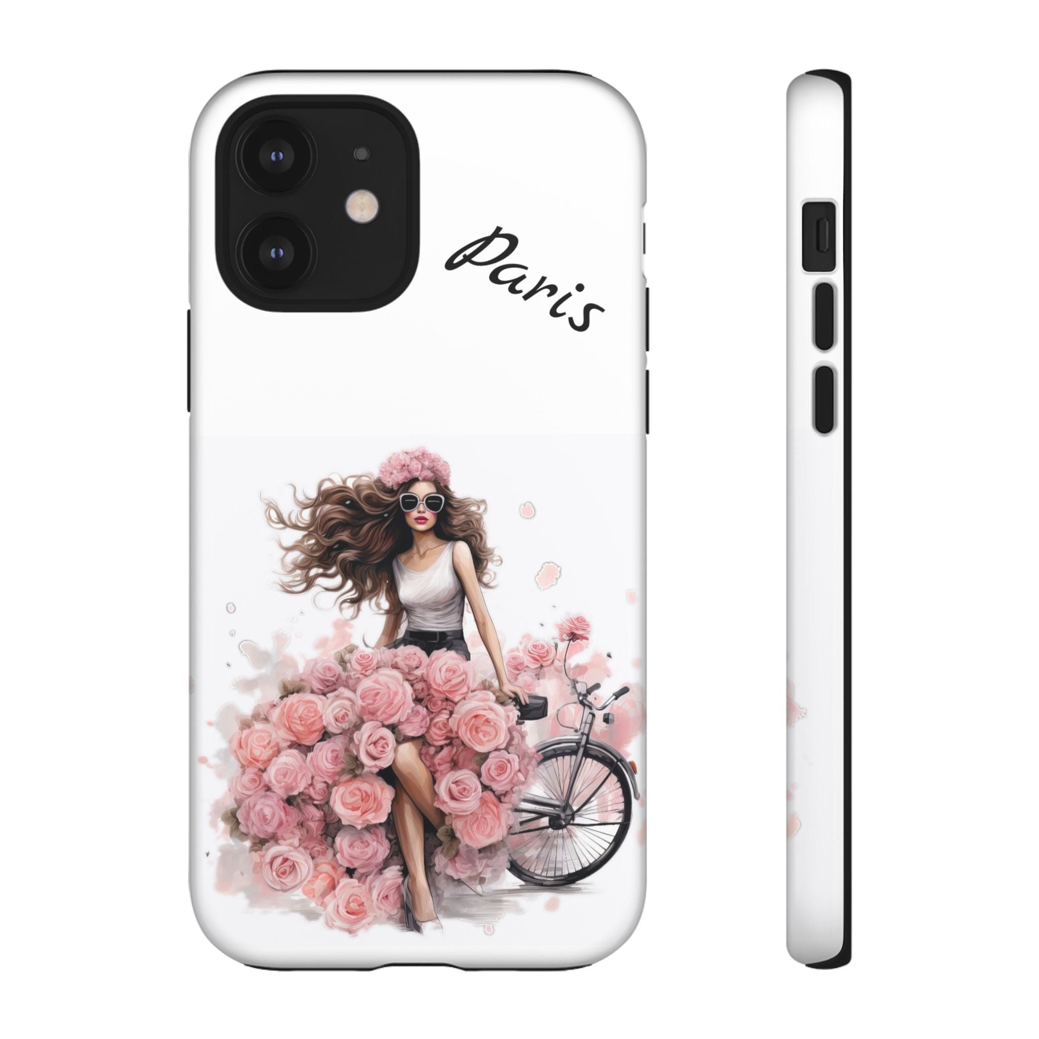 Paris Rose Bicycle woman phone case | Floral iPhone case Printify