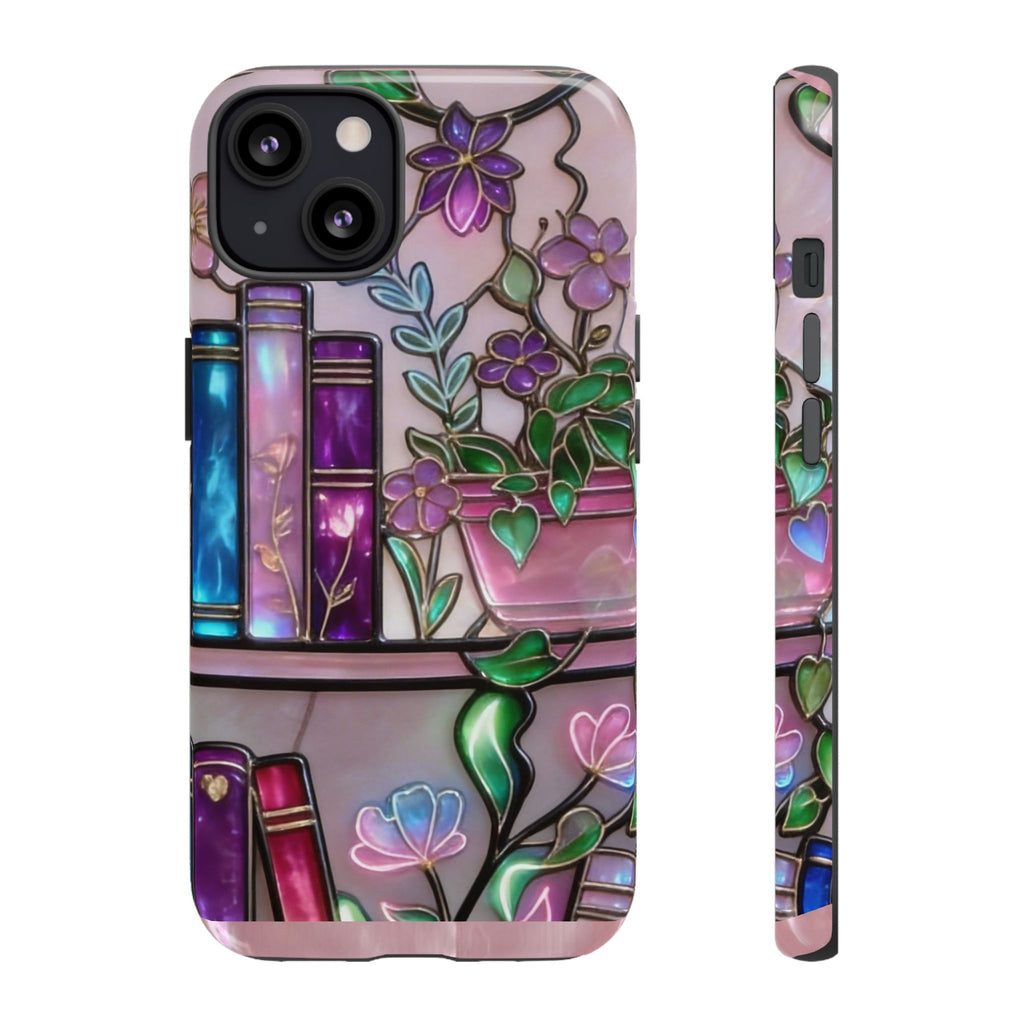 Floral Bookshelf Phone Case — Pastel Botanicals & Magical Book Art Printify