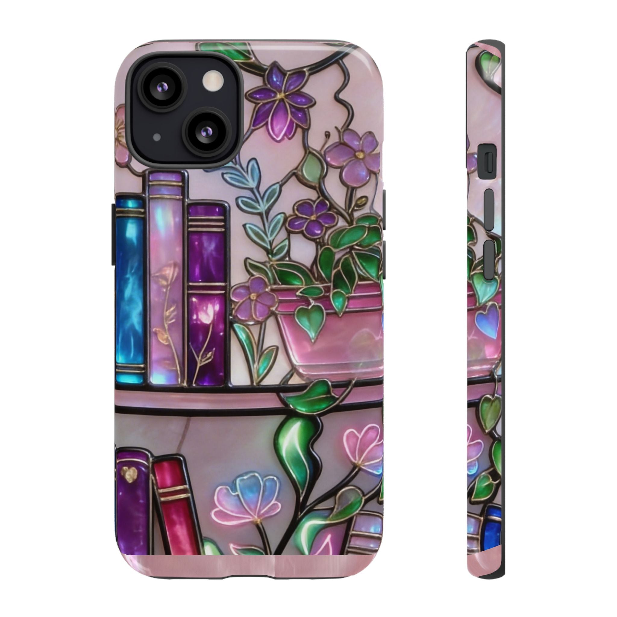 Floral Bookshelf Phone Case — Pastel Botanicals & Magical Book Art Printify