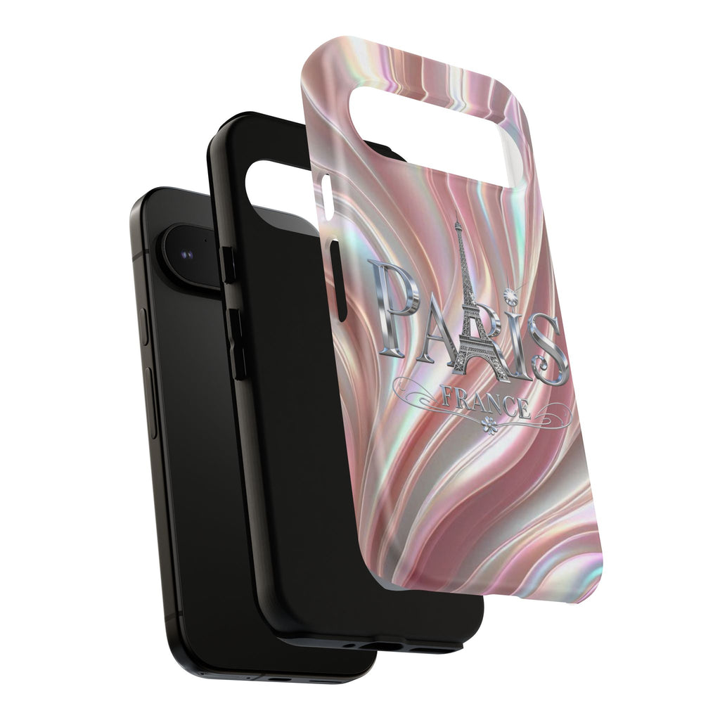 Paris Eiffel Phone Case — Iridescent Swirl Tough Case Printify