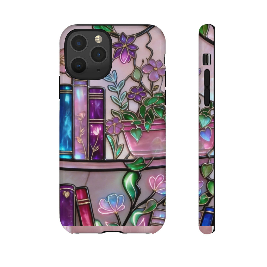 Floral Bookshelf Phone Case — Pastel Botanicals & Magical Book Art Printify