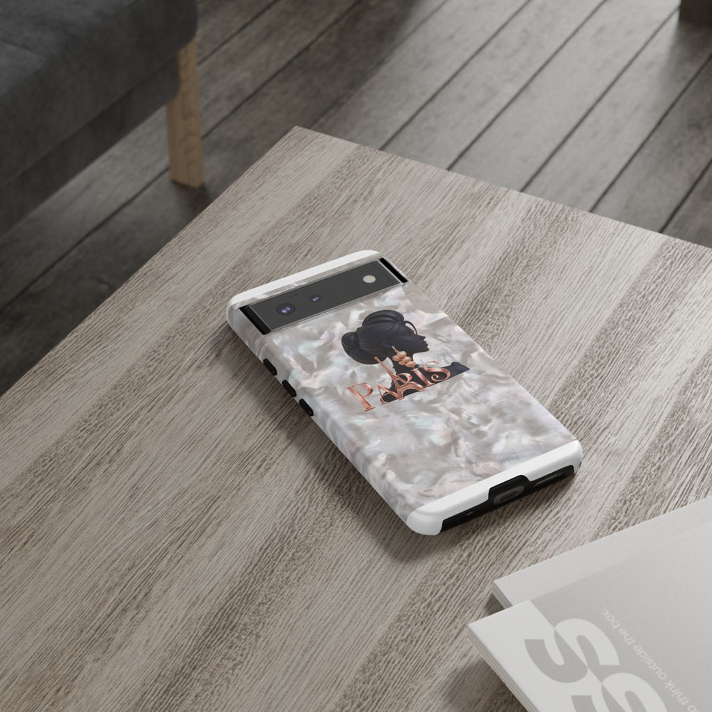 Paris Silhouette Pearl Phone Case — Tough Protective Smartphone Cover Printify