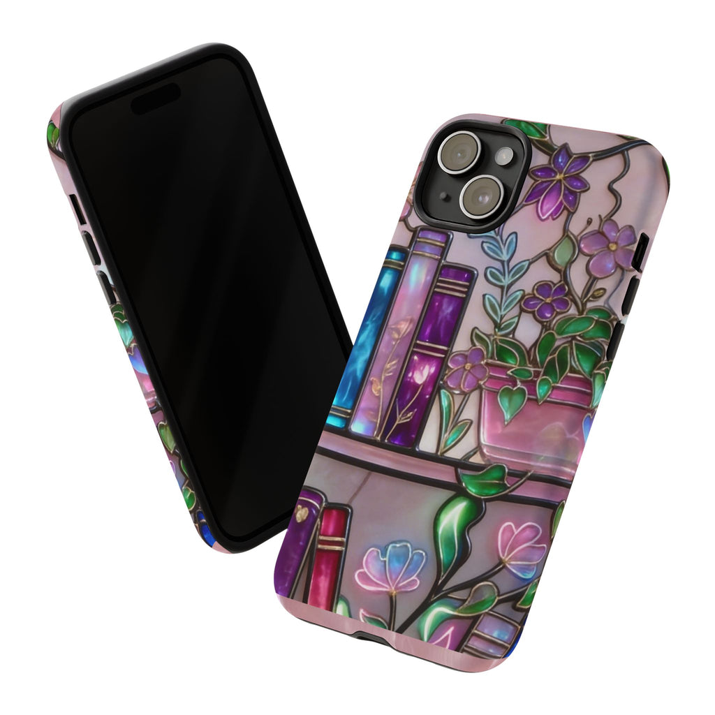 Floral Bookshelf Phone Case — Pastel Botanicals & Magical Book Art Printify