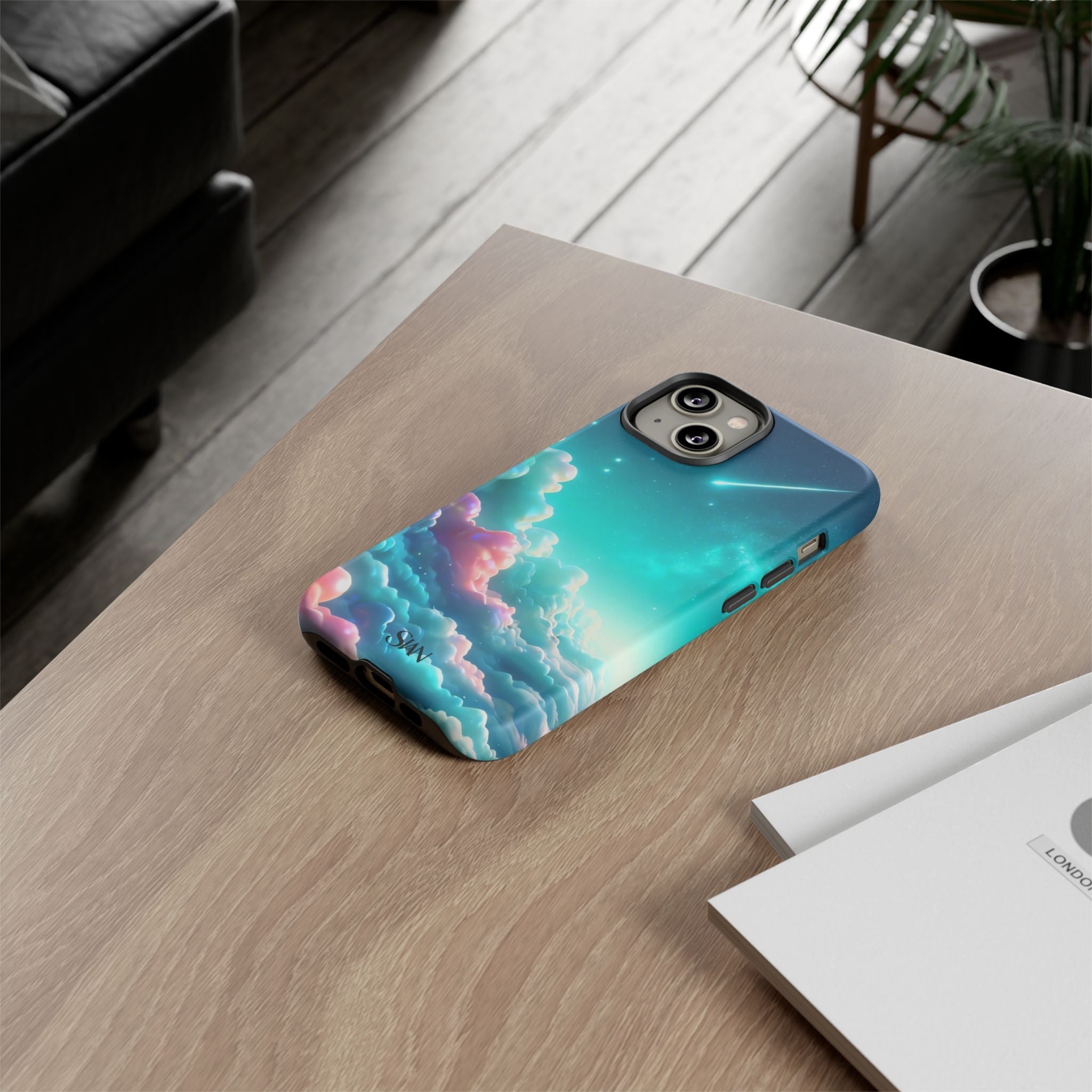 Dreamy Pastel Clouds with Shooting Star phone case Printify
