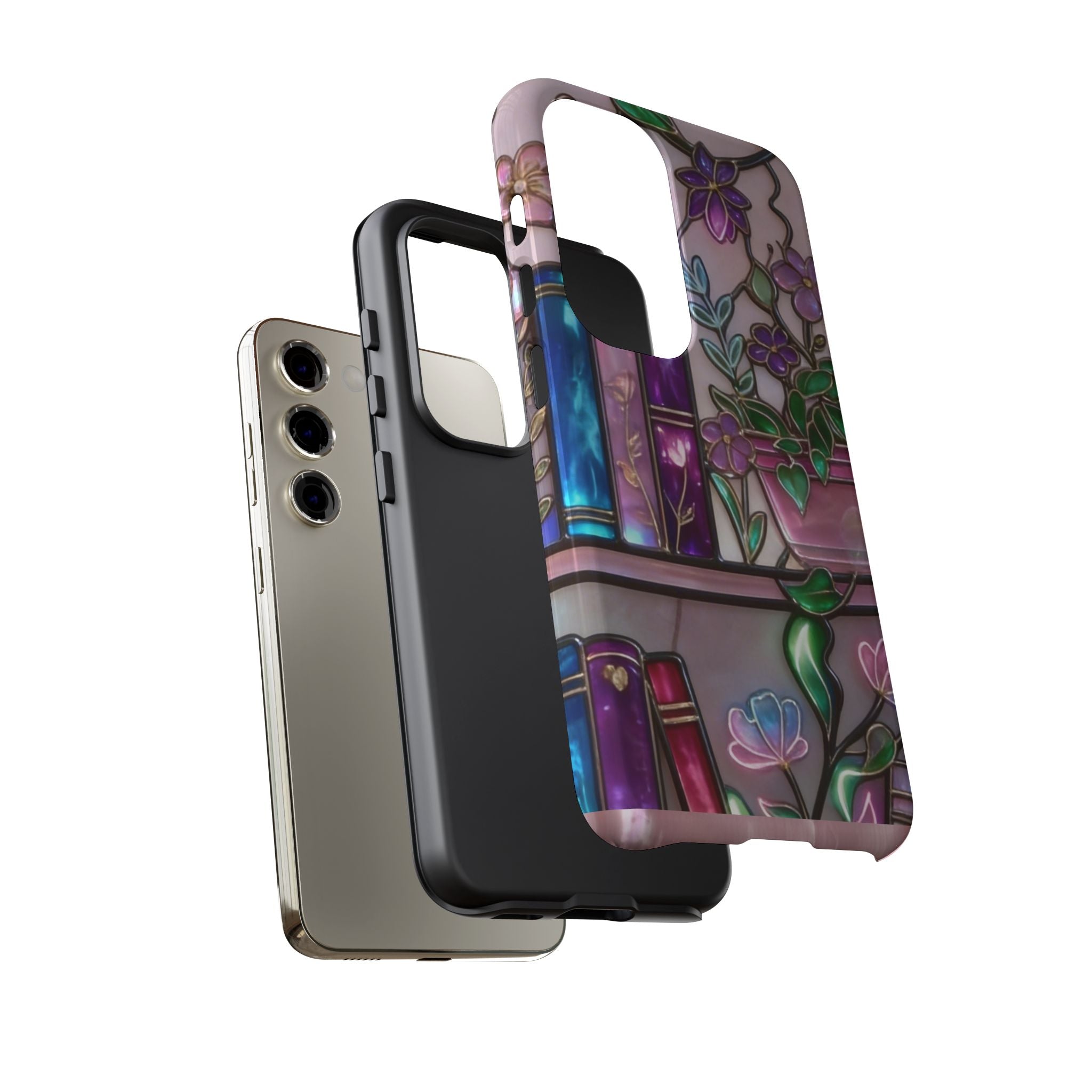 Floral Bookshelf Phone Case — Pastel Botanicals & Magical Book Art Printify