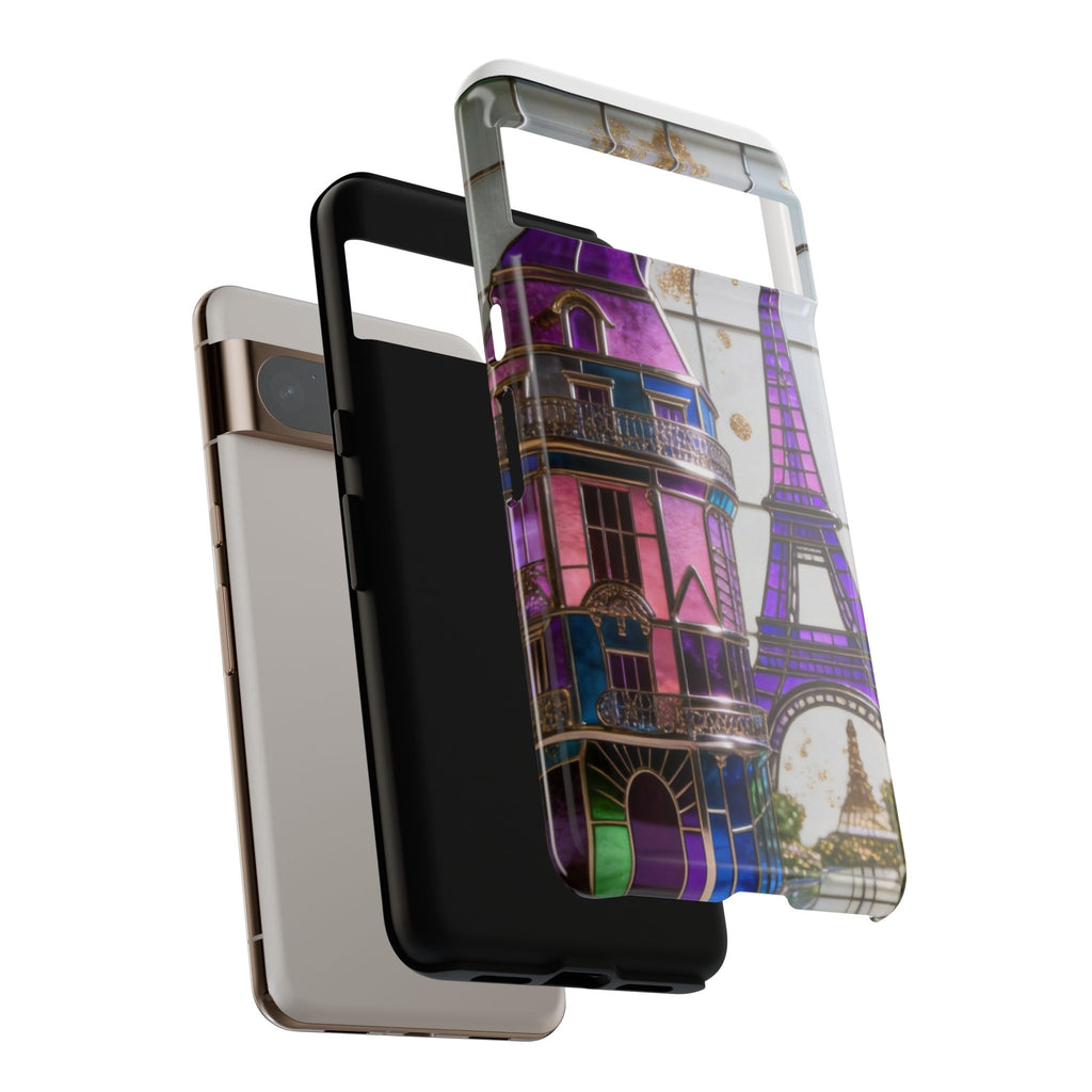 Parisian Eiffel Tower Tough Phone Case — Purple Vintage Cityscape Printify