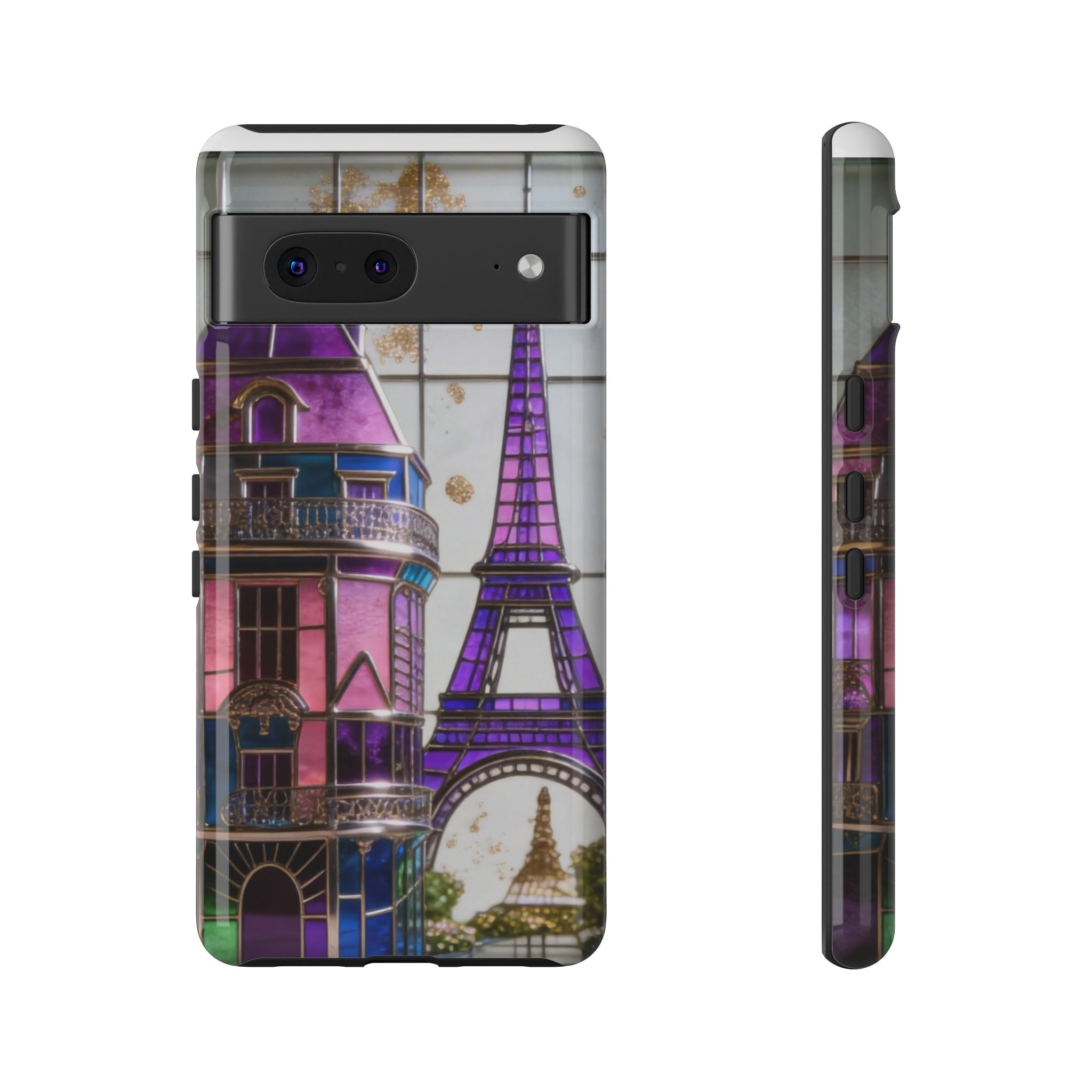 Parisian Eiffel Tower Tough Phone Case — Purple Vintage Cityscape Printify