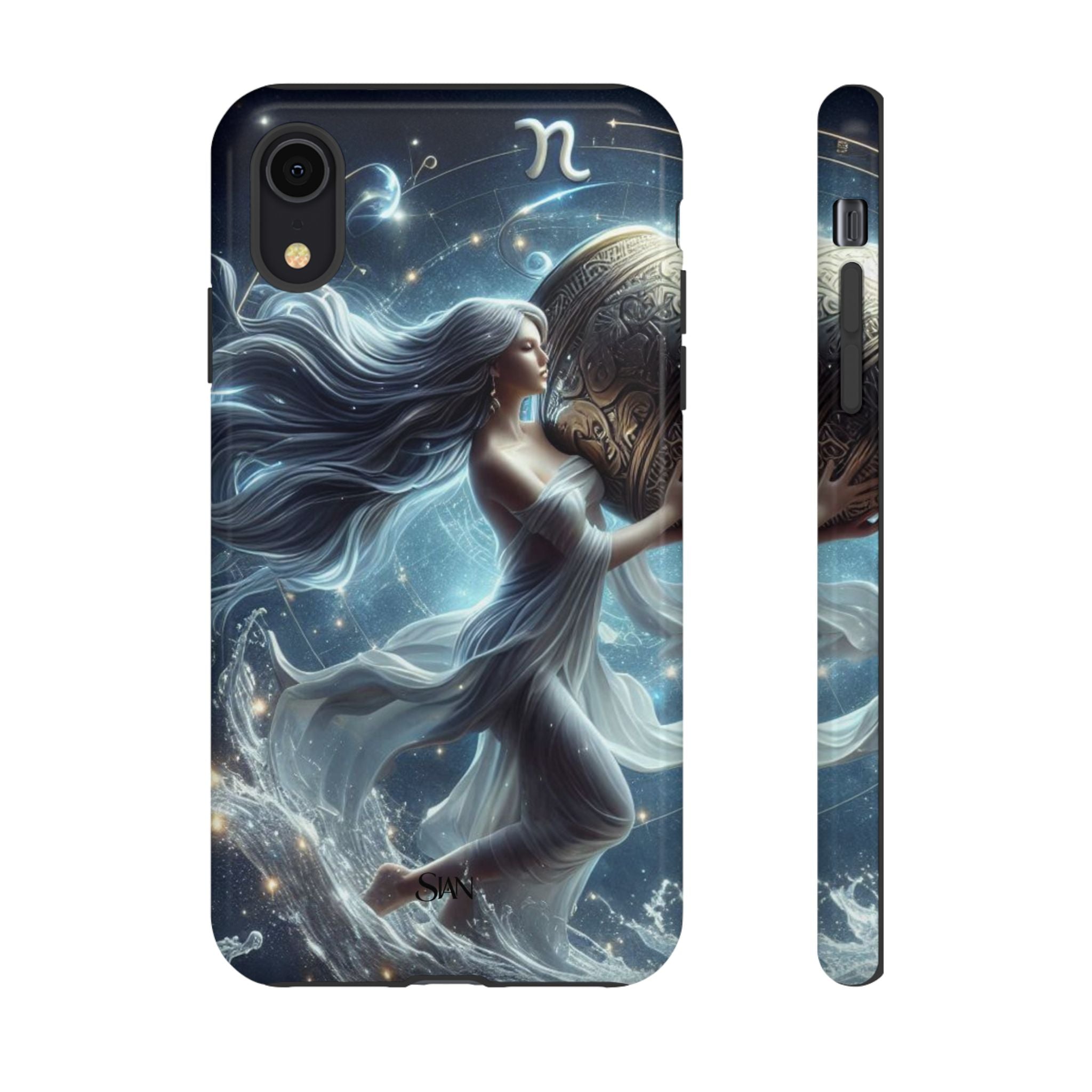 Moonlit Athena figure phone case | Goddess warrior celestial art tough case Printify