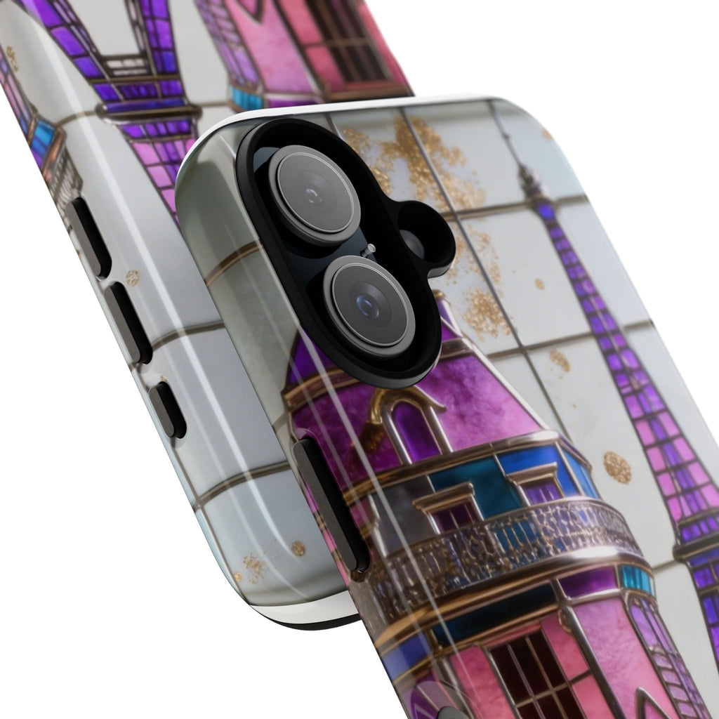Parisian Eiffel Tower Tough Phone Case — Purple Vintage Cityscape Printify
