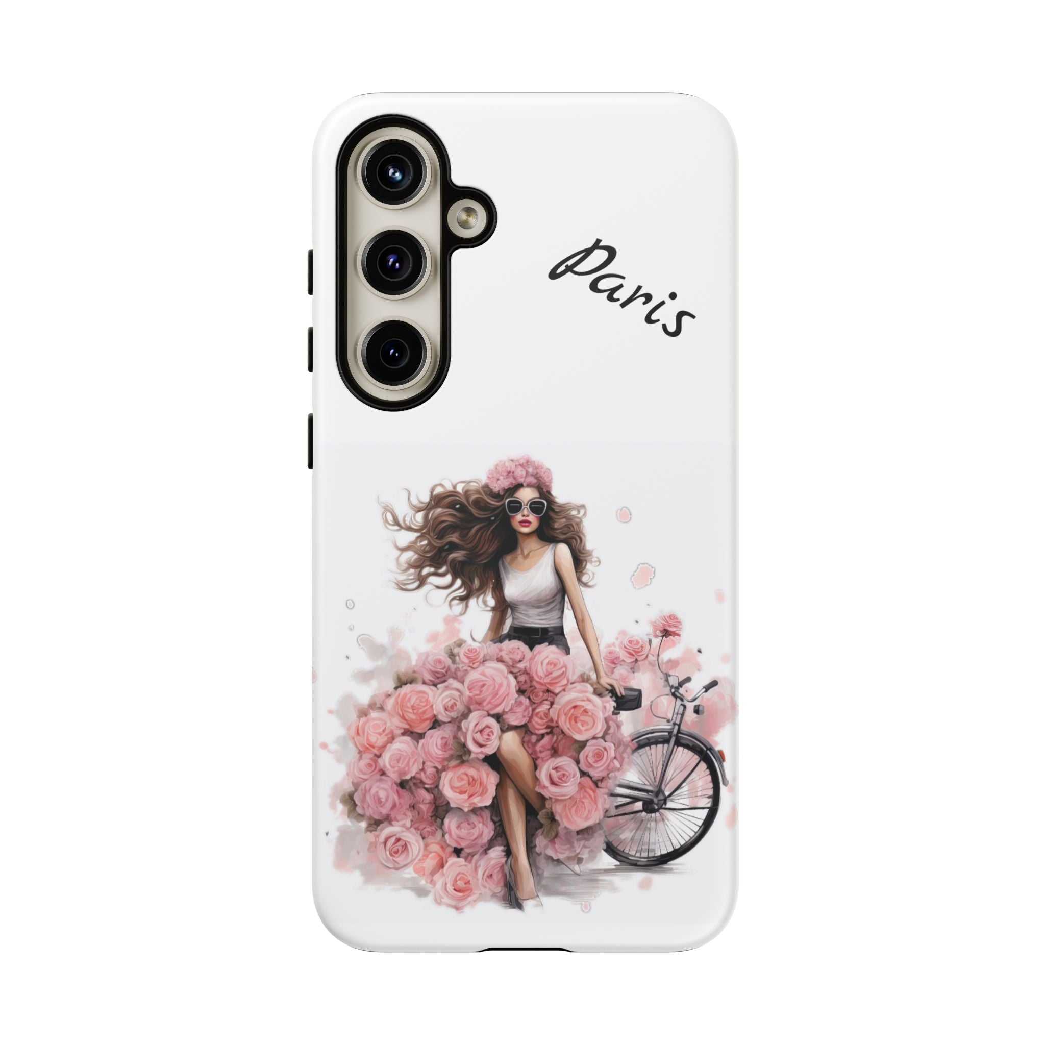 Paris Rose Bicycle woman phone case | Floral iPhone case Printify
