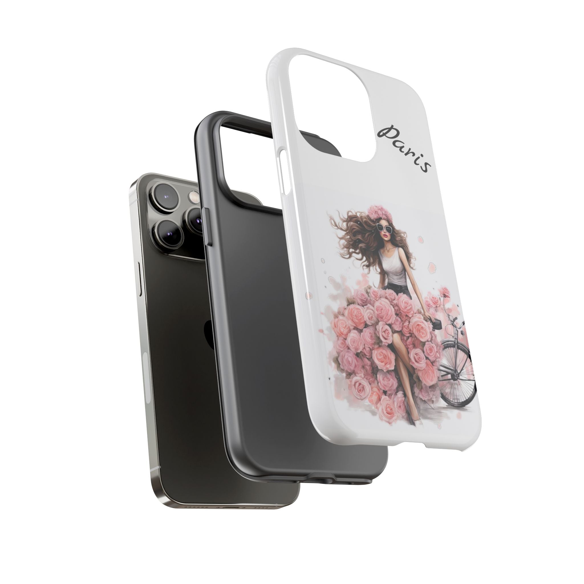 Paris Rose Bicycle woman phone case | Floral iPhone case Printify