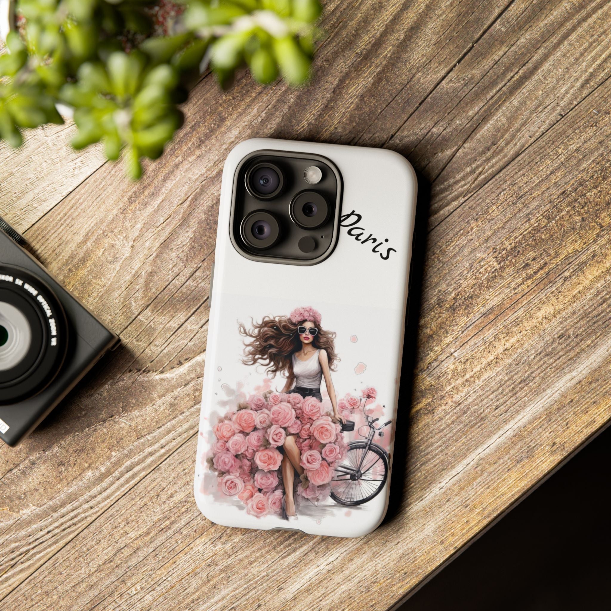 Paris Rose Bicycle woman phone case | Floral iPhone case Printify