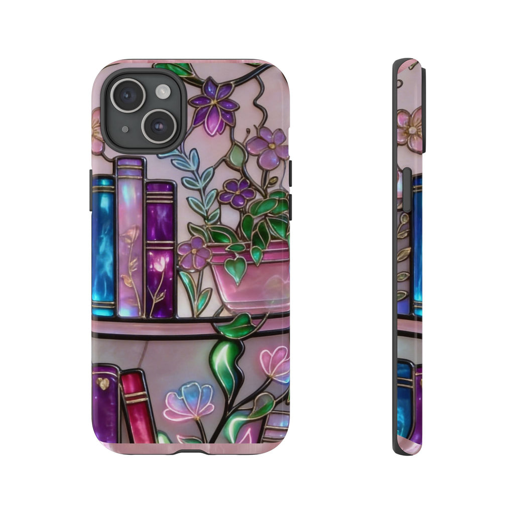 Floral Bookshelf Phone Case — Pastel Botanicals & Magical Book Art Printify