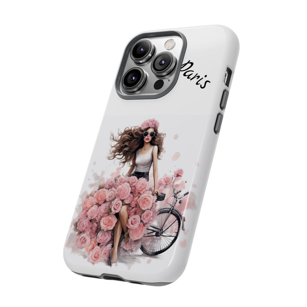 Paris Rose Bicycle woman phone case | Floral iPhone case Printify