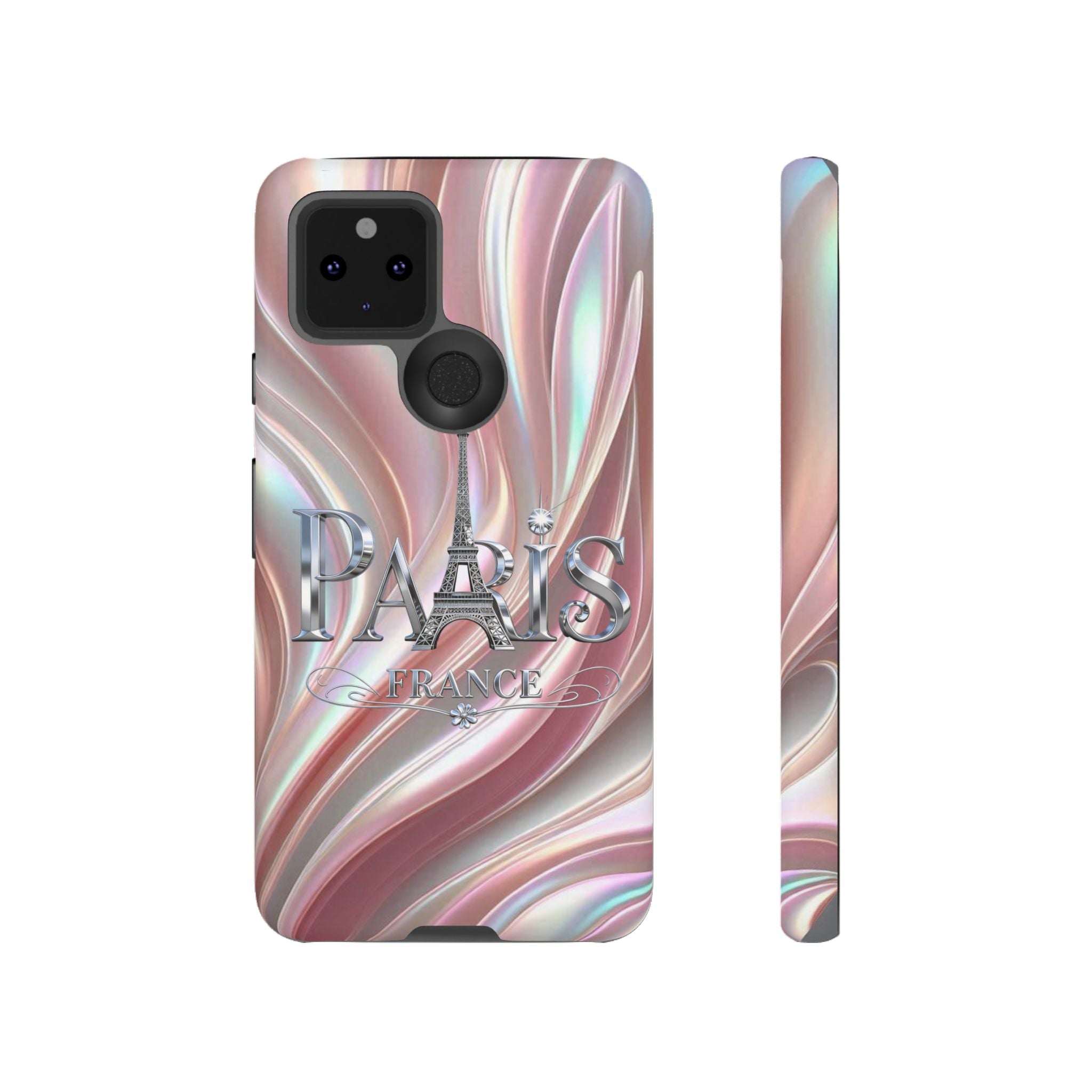 Paris Eiffel Phone Case — Iridescent Swirl Tough Case Printify