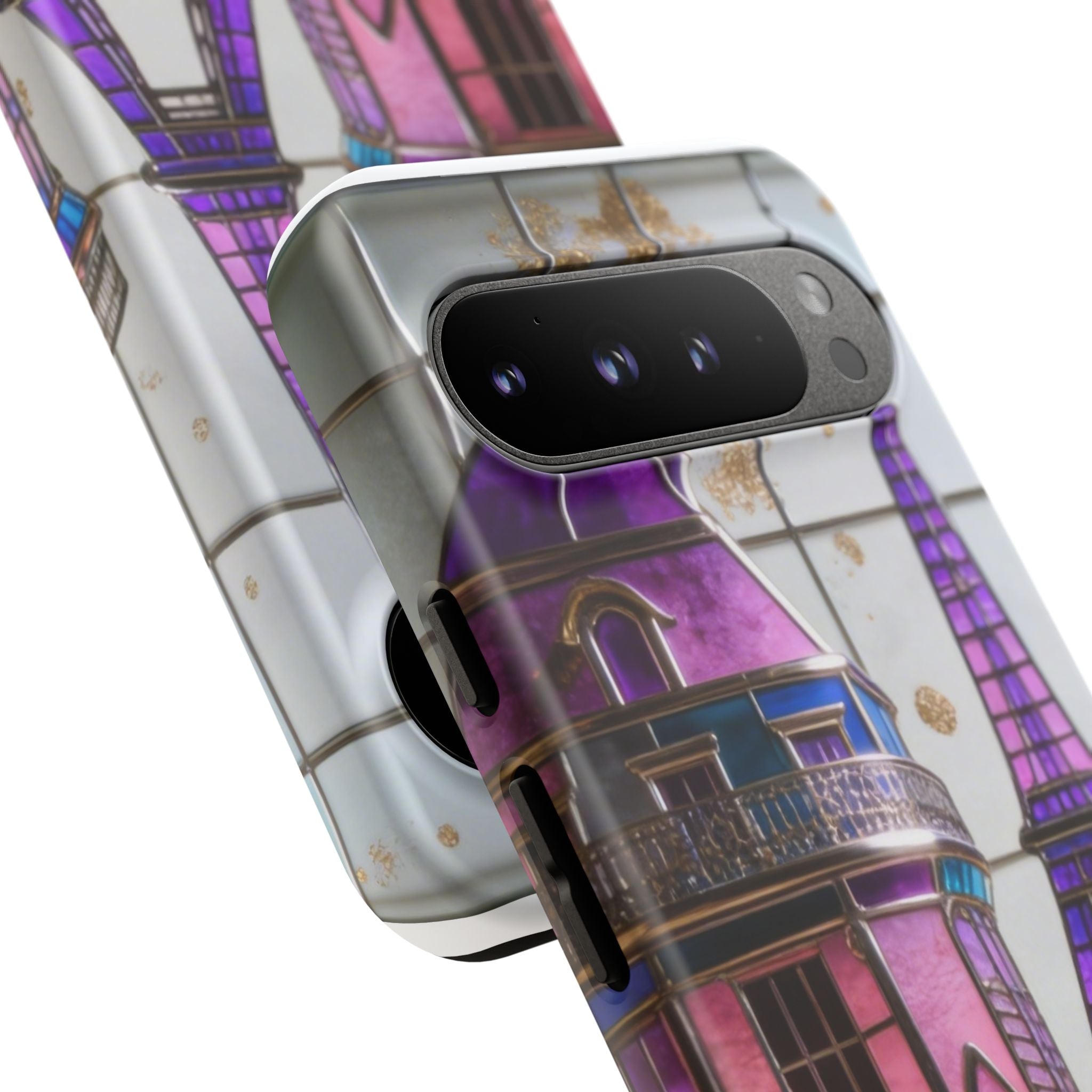 Parisian Eiffel Tower Tough Phone Case — Purple Vintage Cityscape Printify