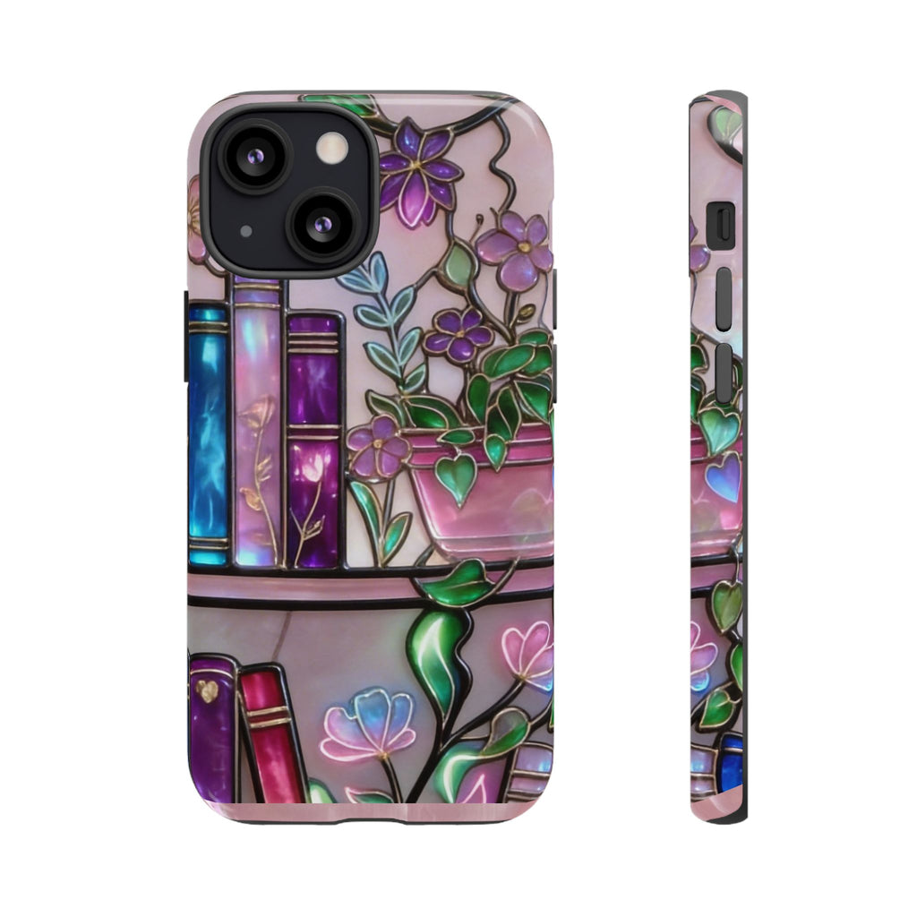 Floral Bookshelf Phone Case — Pastel Botanicals & Magical Book Art Printify