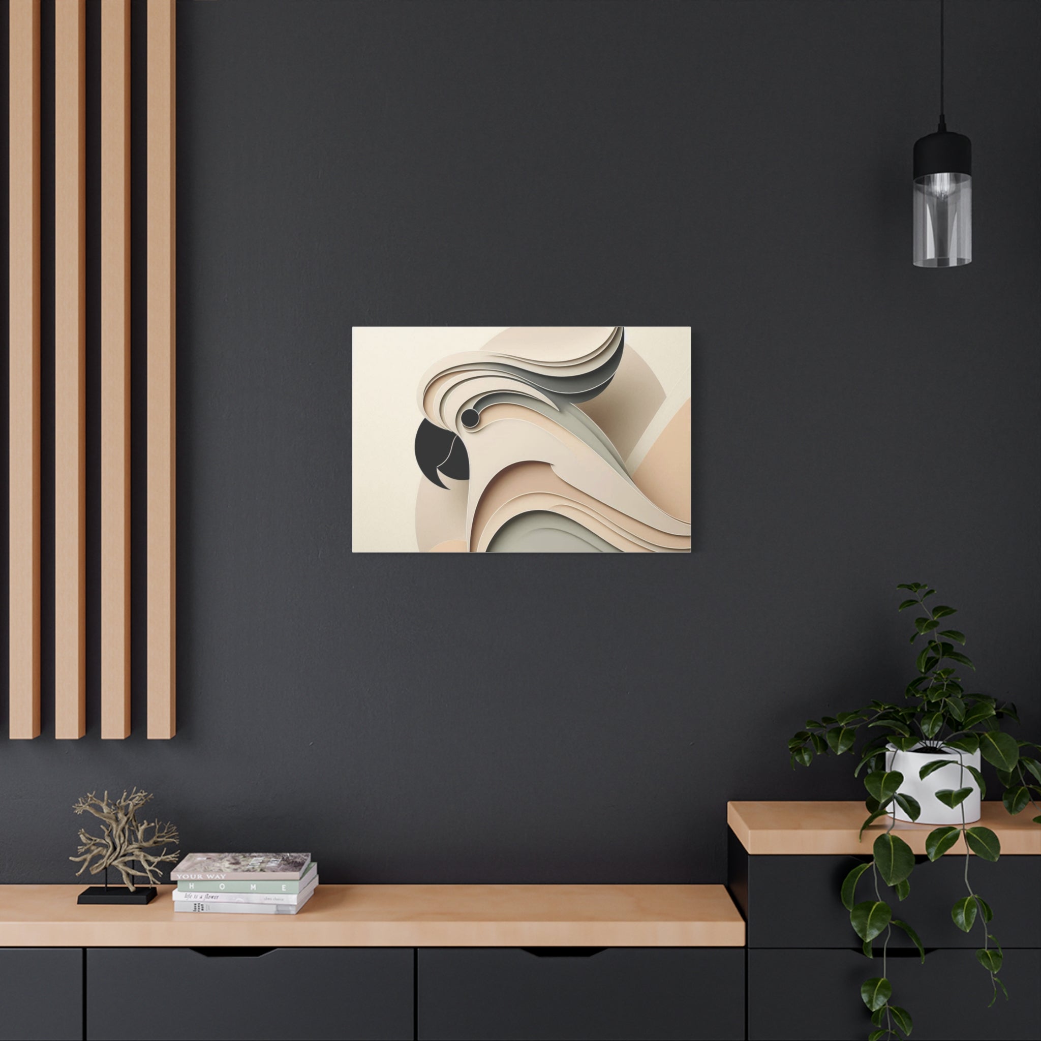 Abstract Paper Cut Cockatoo Matte Canvas Printify
