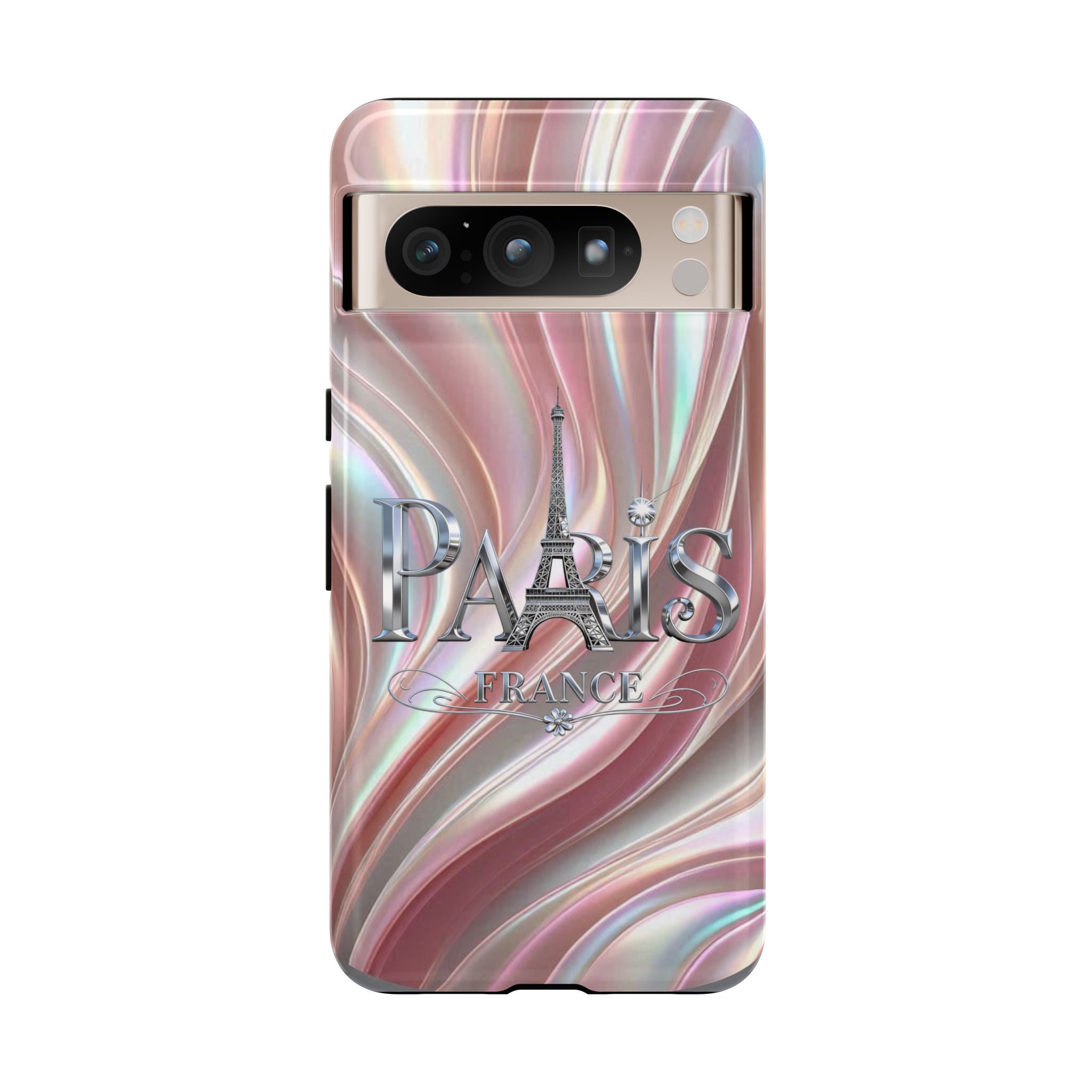 Paris Eiffel Phone Case — Iridescent Swirl Tough Case Printify