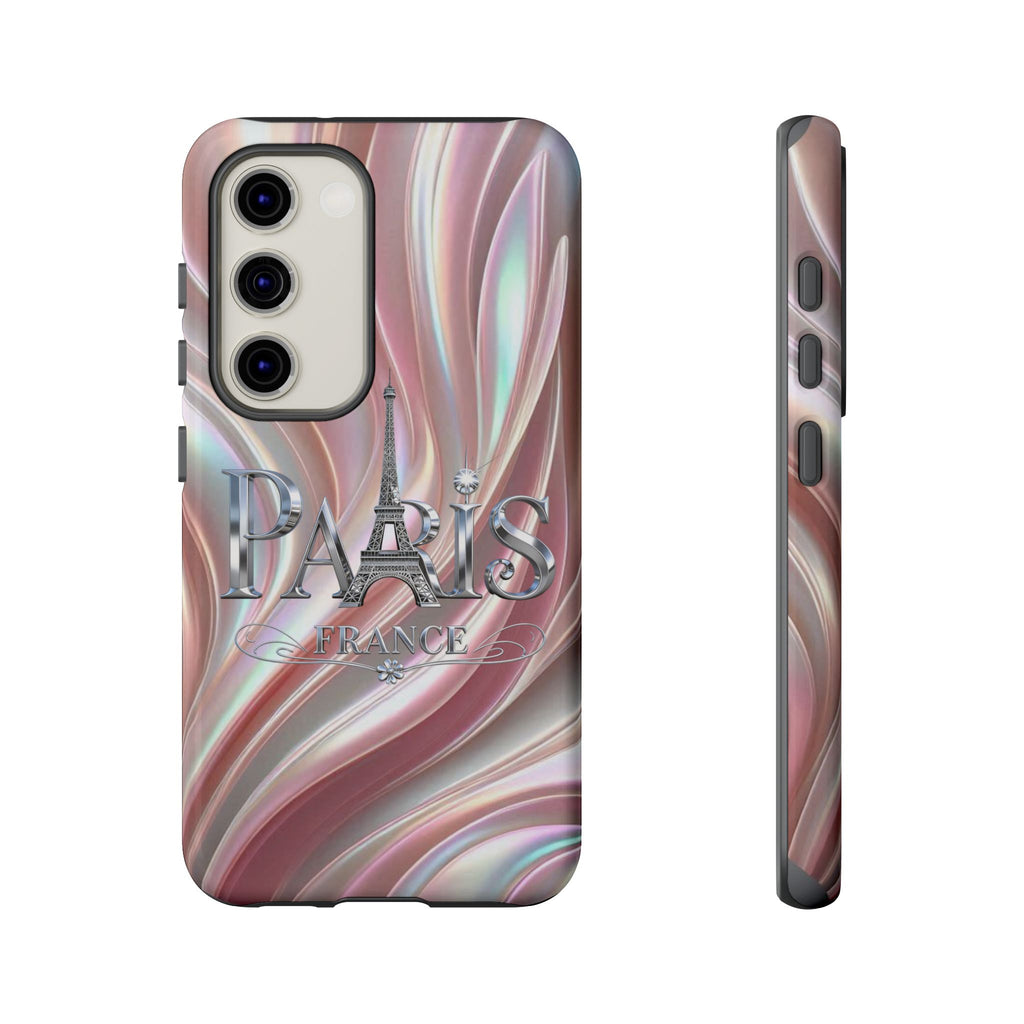 Paris Eiffel Phone Case — Iridescent Swirl Tough Case Printify