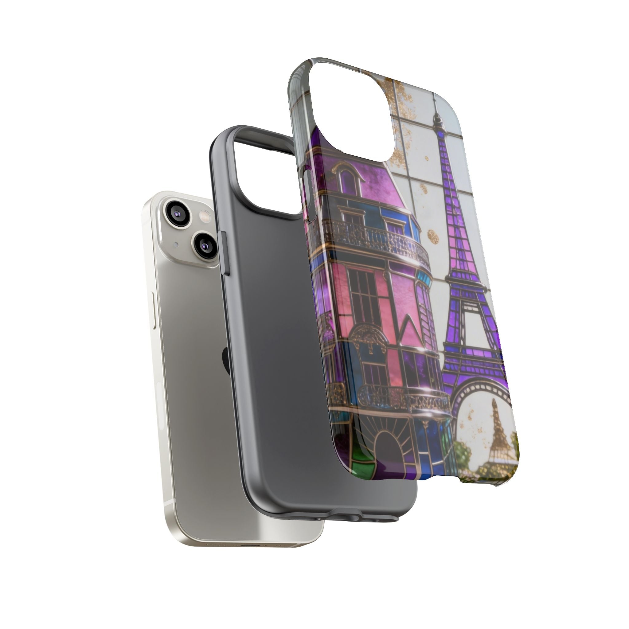 Parisian Eiffel Tower Tough Phone Case — Purple Vintage Cityscape Printify