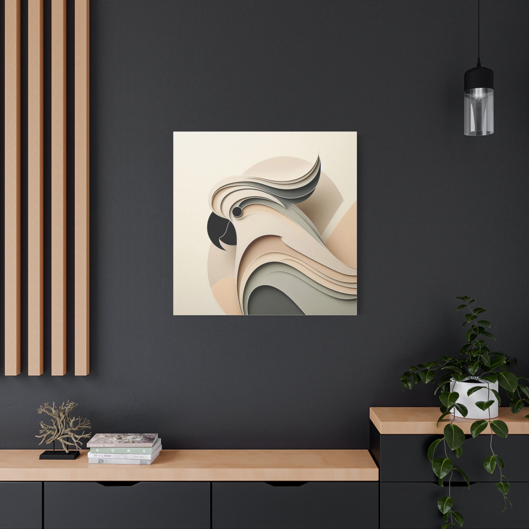 Abstract Paper Cut Cockatoo Matte Canvas Printify