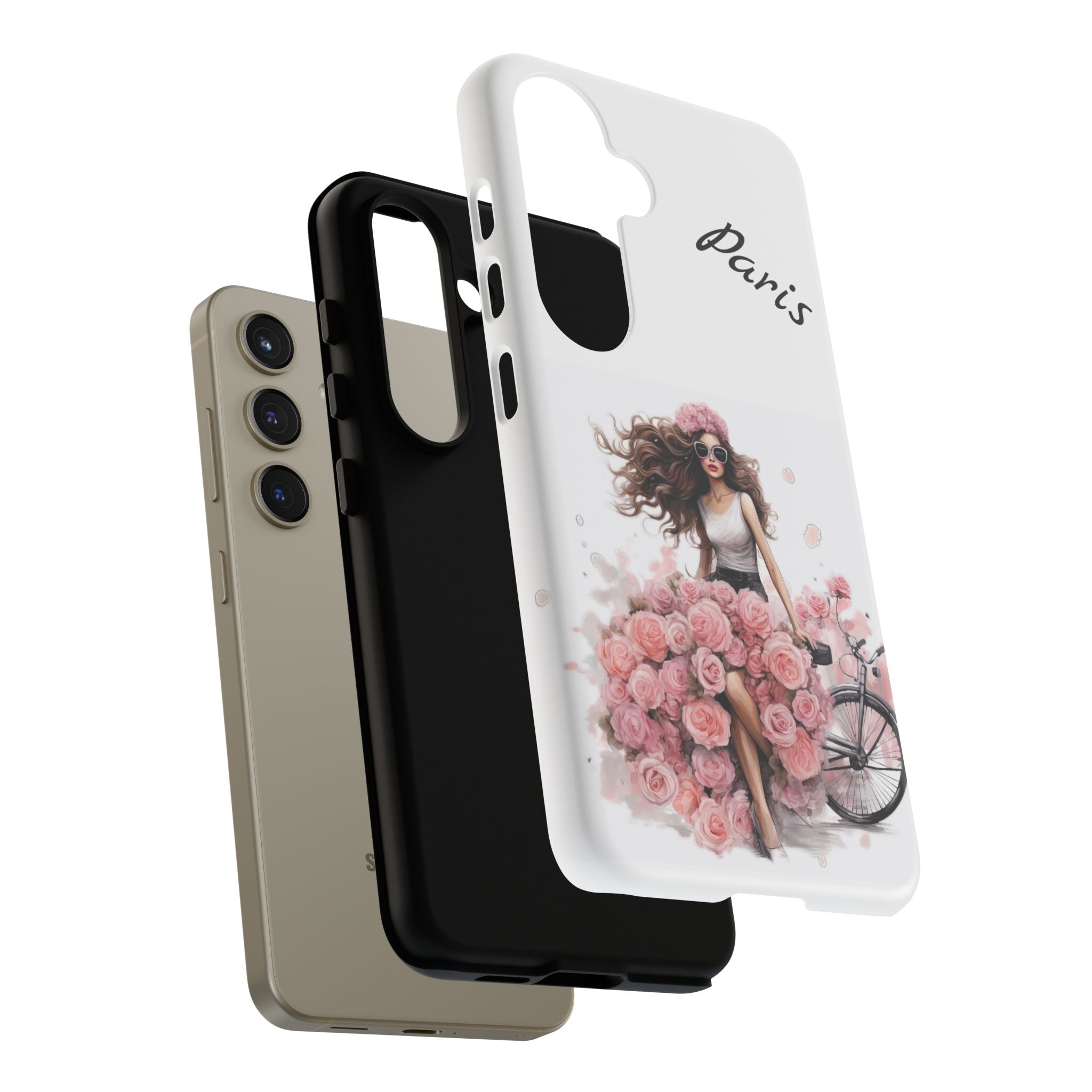Paris Rose Bicycle woman phone case | Floral iPhone case Printify