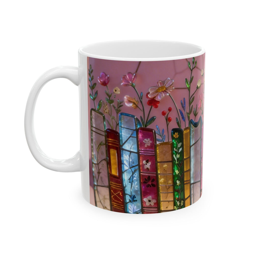 Color Glas Bookstack Ceramic Mug — Cozy Reading Coffee Cup (11oz/15oz) Printify