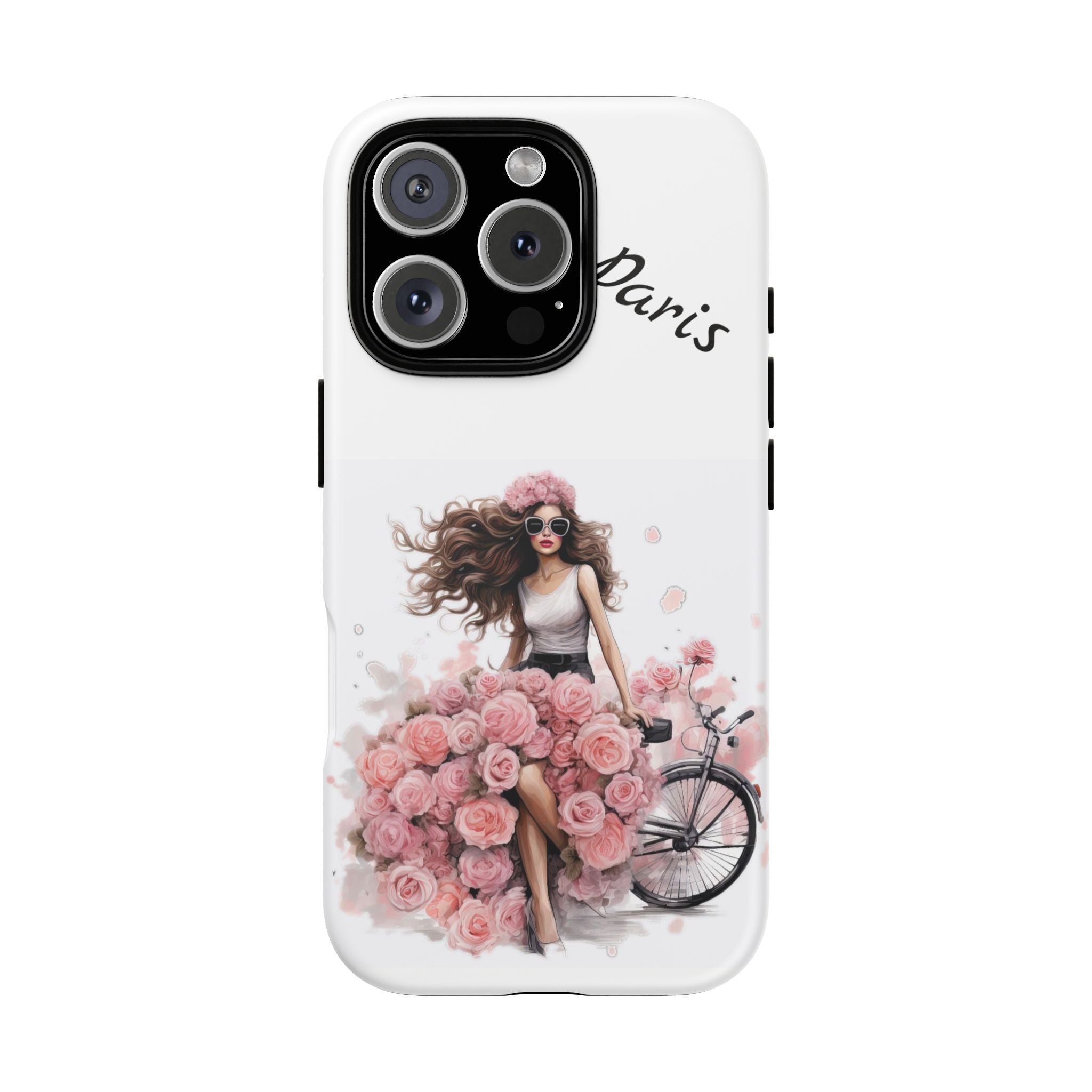 Paris Rose Bicycle woman phone case | Floral iPhone case Printify