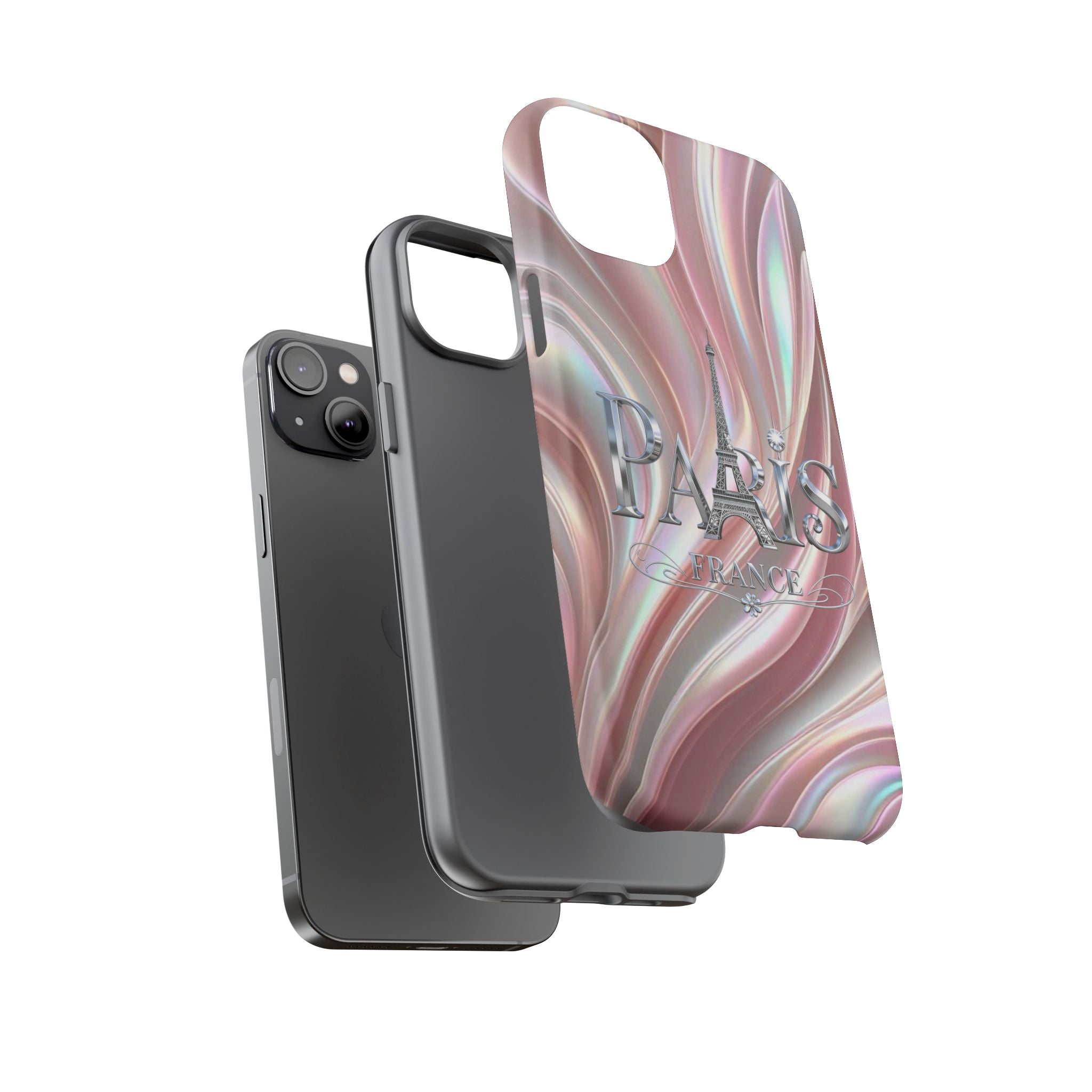 Paris Eiffel Phone Case — Iridescent Swirl Tough Case Printify