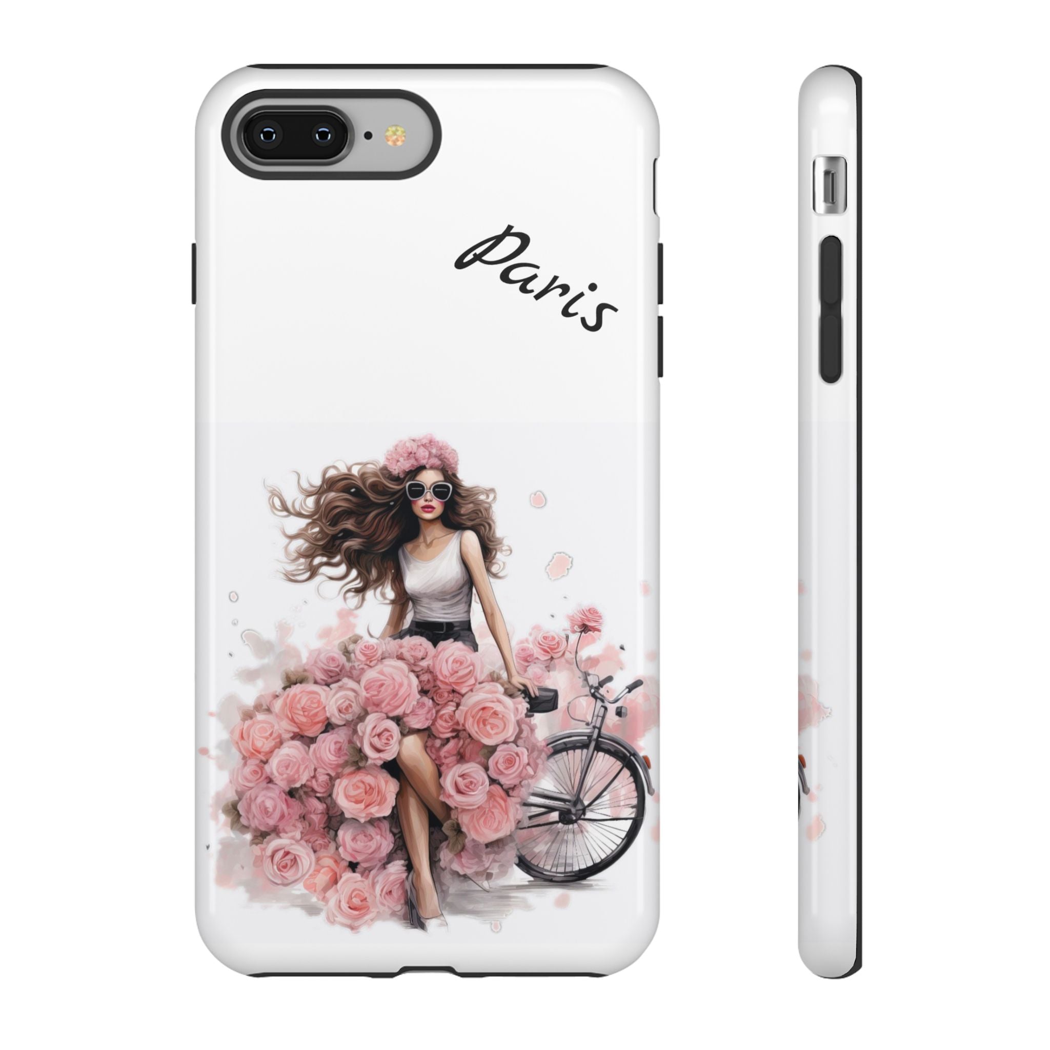 Paris Rose Bicycle woman phone case | Floral iPhone case Printify