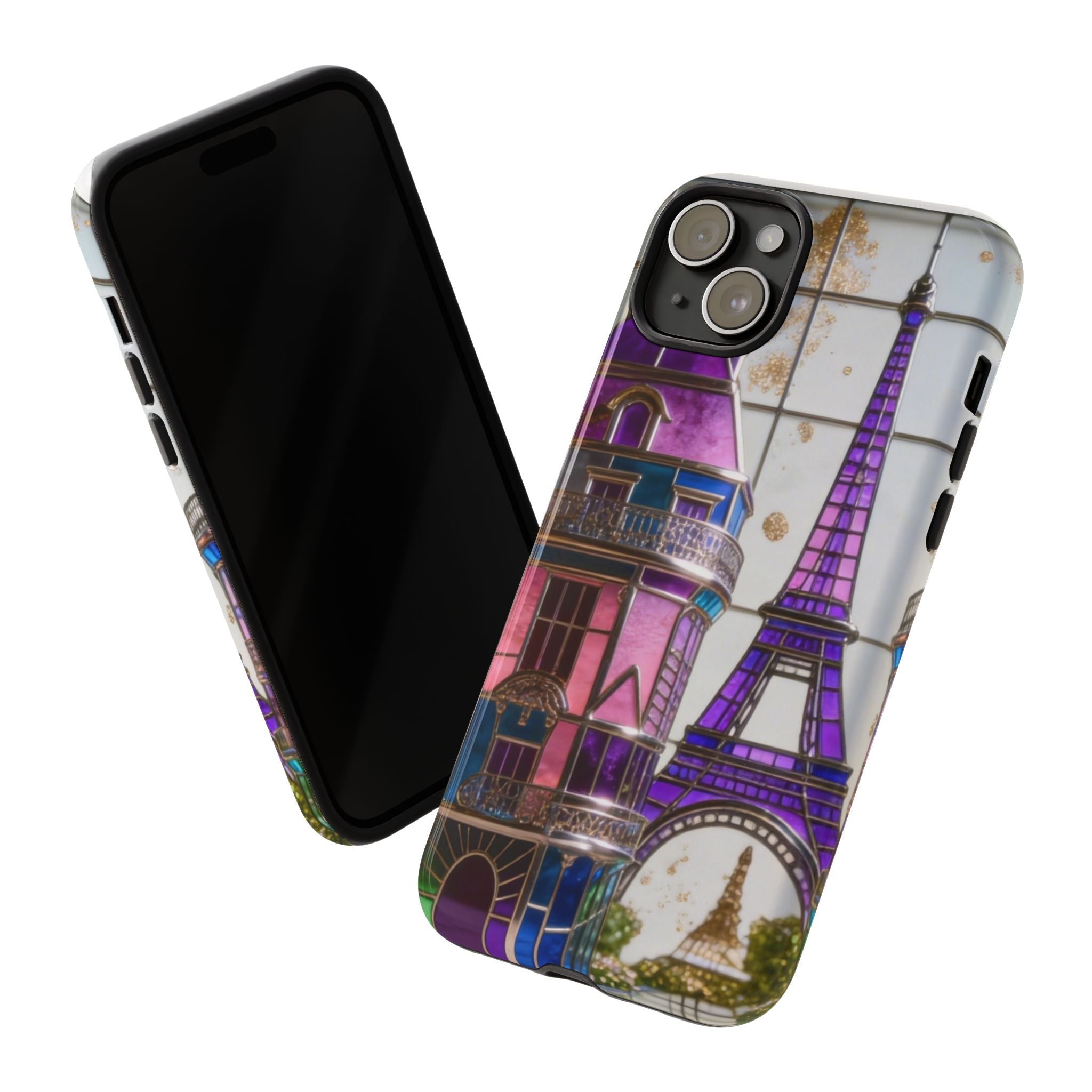 Parisian Eiffel Tower Tough Phone Case — Purple Vintage Cityscape Printify