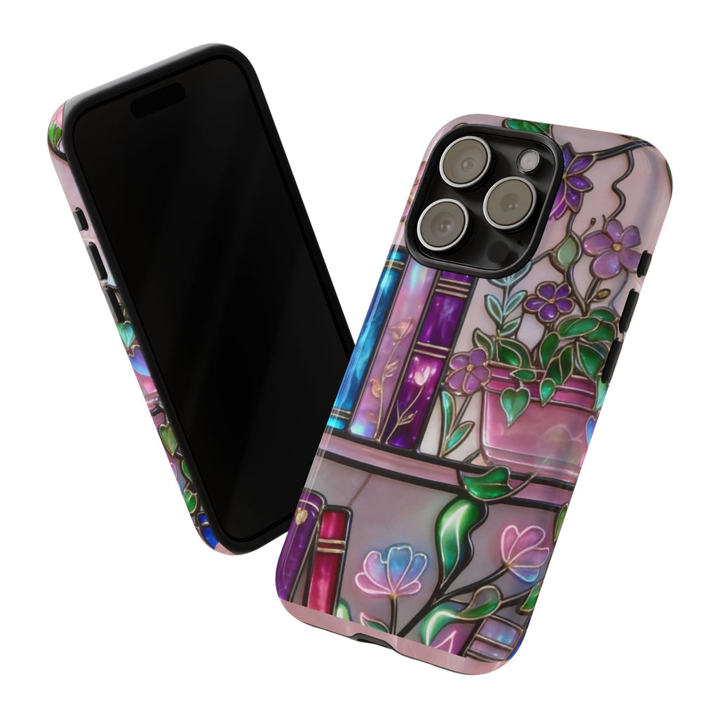 Floral Bookshelf Phone Case — Pastel Botanicals & Magical Book Art Printify