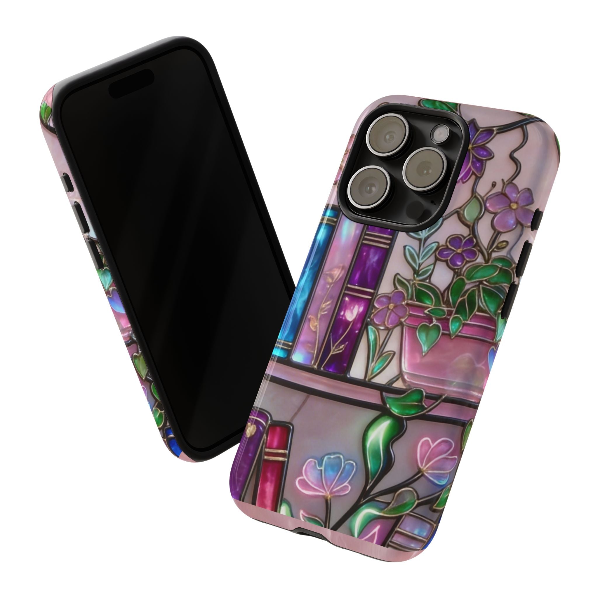 Floral Bookshelf Phone Case — Pastel Botanicals & Magical Book Art Printify
