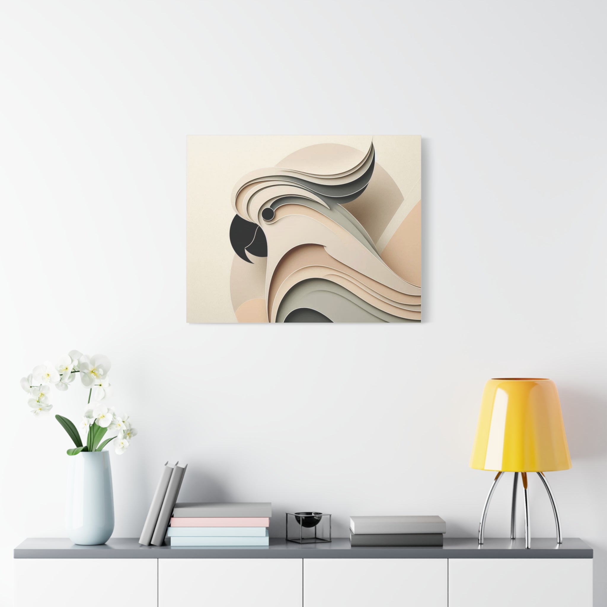 Abstract Paper Cut Cockatoo Matte Canvas Printify
