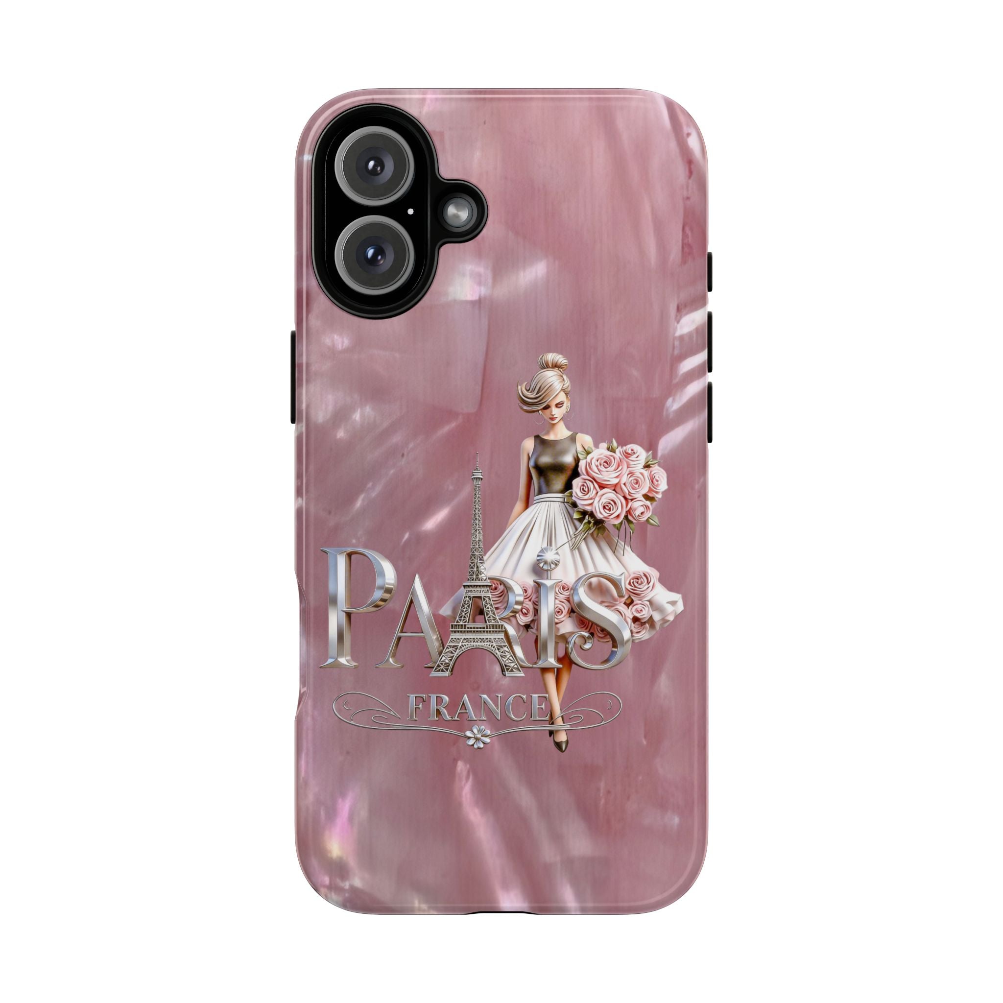 Paris Floral Phone Case - Pink Eiffel Tower Fashion Girl Tough Case Printify