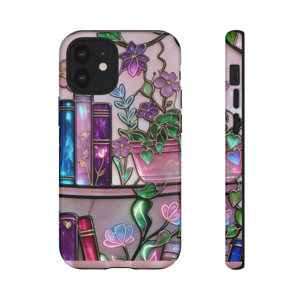 Floral Bookshelf Phone Case — Pastel Botanicals & Magical Book Art Printify