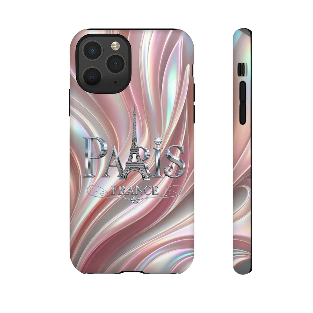Paris Eiffel Phone Case — Iridescent Swirl Tough Case Printify