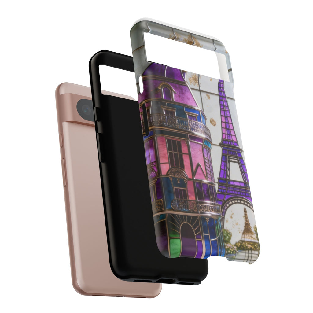 Parisian Eiffel Tower Tough Phone Case — Purple Vintage Cityscape Printify