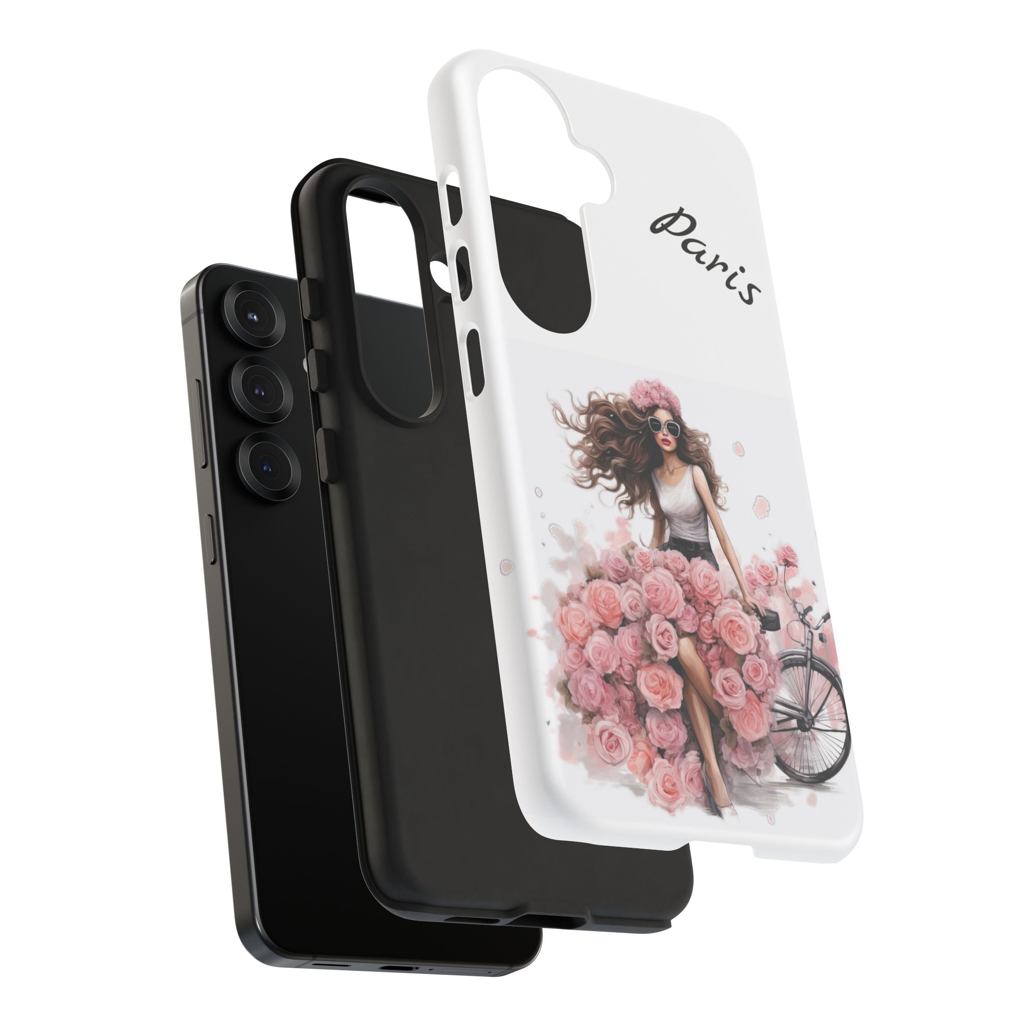 Paris Rose Bicycle woman phone case | Floral iPhone case Printify