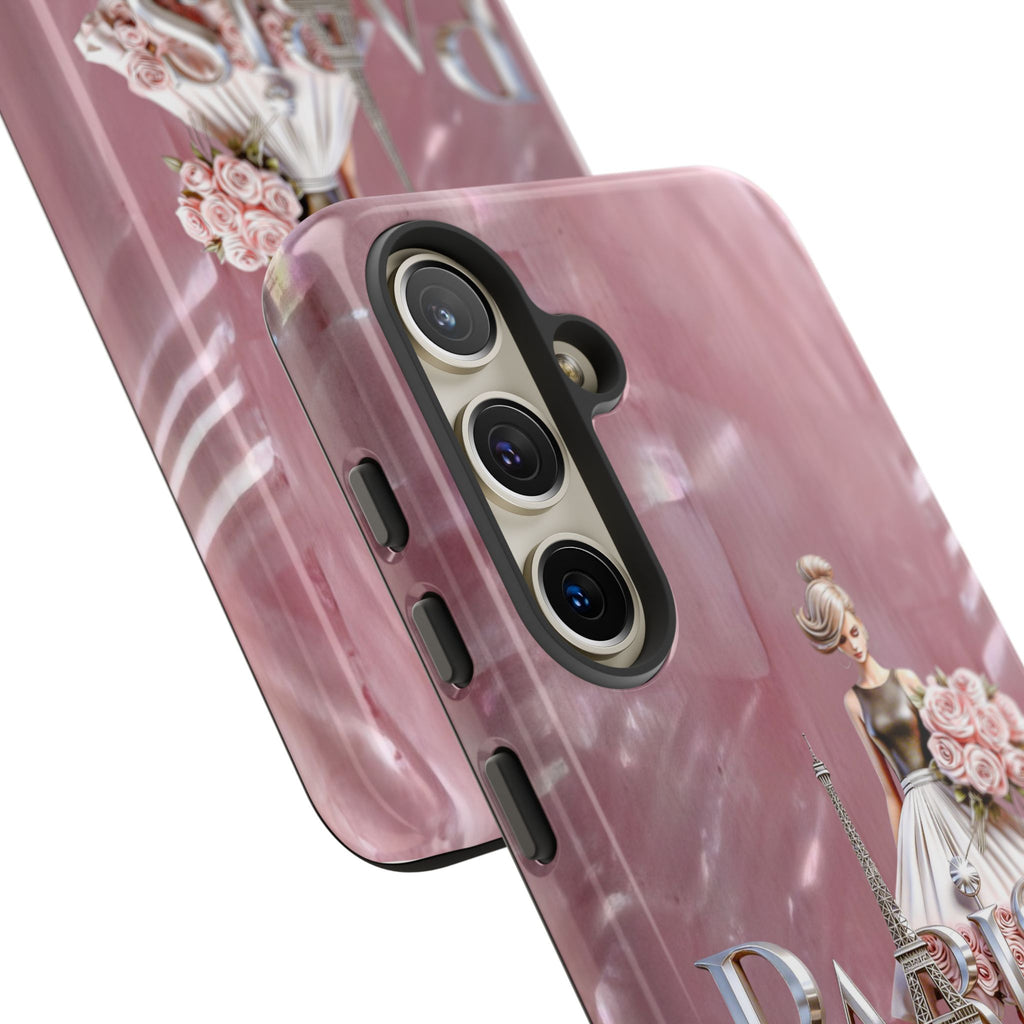 Paris Floral Phone Case - Pink Eiffel Tower Fashion Girl Tough Case Printify