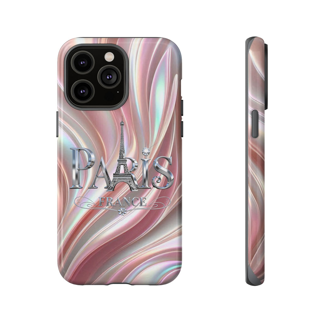 Paris Eiffel Phone Case — Iridescent Swirl Tough Case Printify