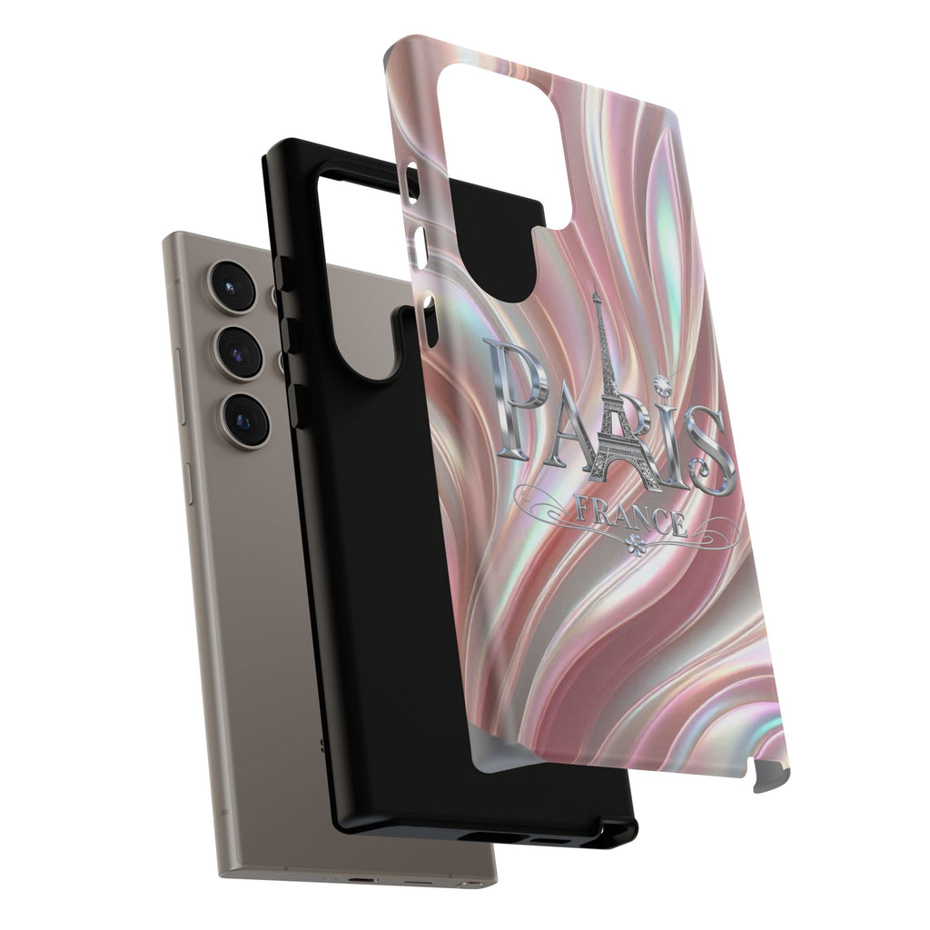 Paris Eiffel Phone Case — Iridescent Swirl Tough Case Printify