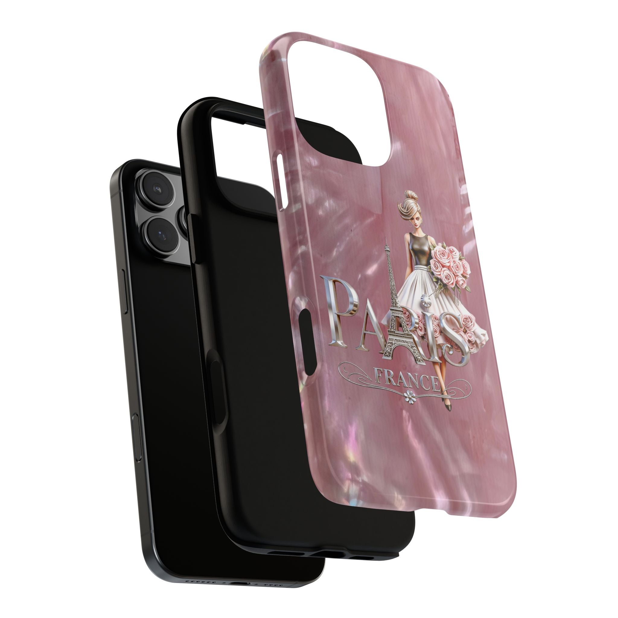 Paris Floral Phone Case - Pink Eiffel Tower Fashion Girl Tough Case Printify