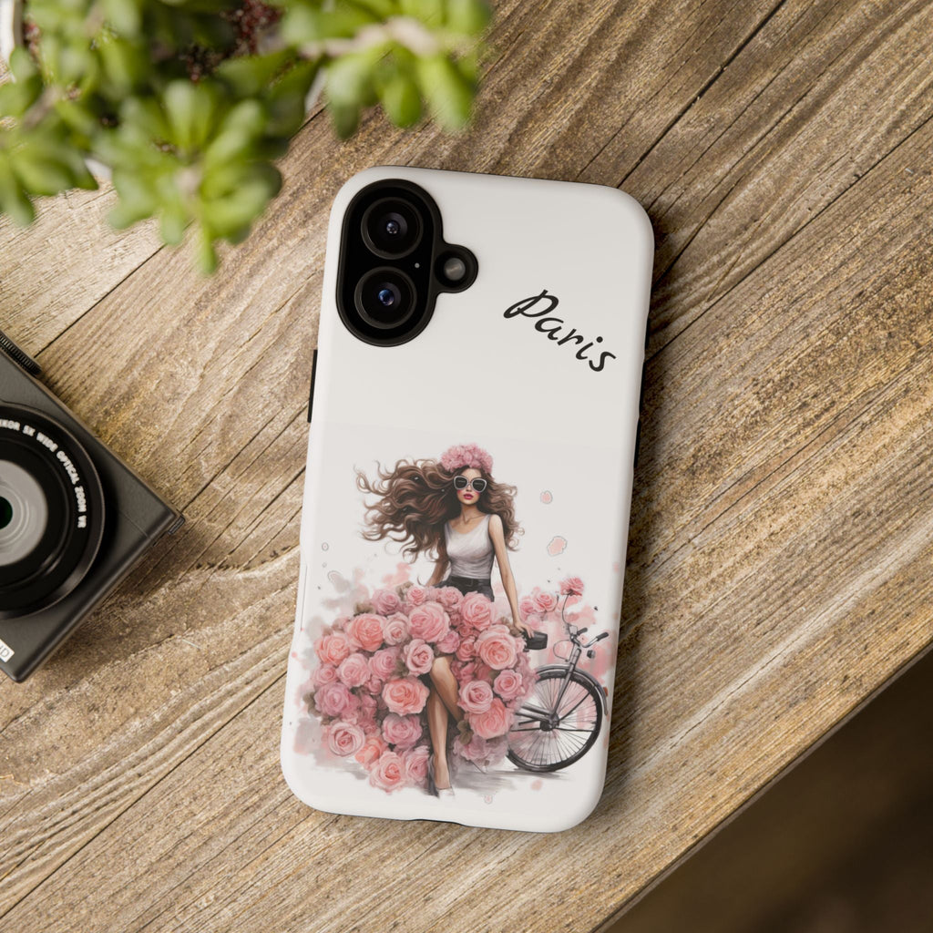 Paris Rose Bicycle woman phone case | Floral iPhone case Printify
