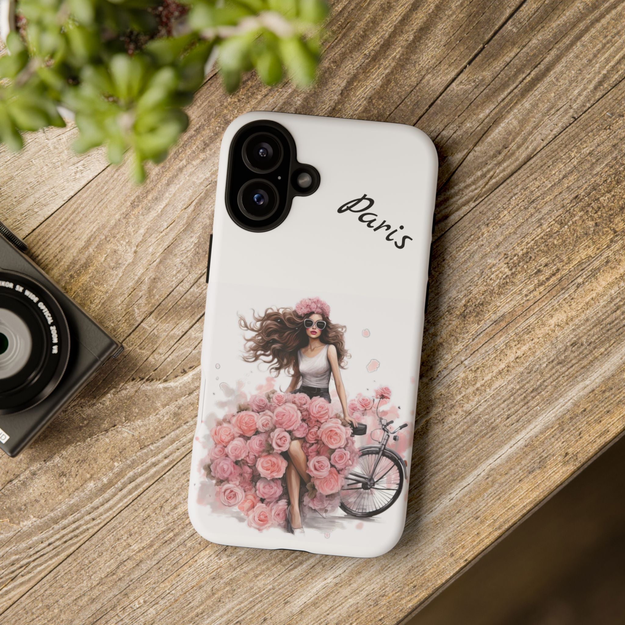 Paris Rose Bicycle woman phone case | Floral iPhone case Printify