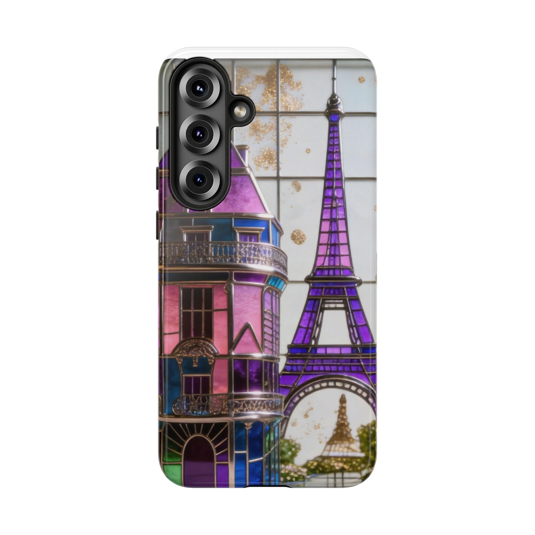 Parisian Eiffel Tower Tough Phone Case — Purple Vintage Cityscape Printify