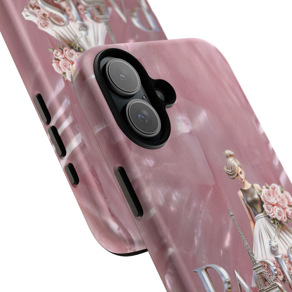 Paris Floral Phone Case - Pink Eiffel Tower Fashion Girl Tough Case Printify