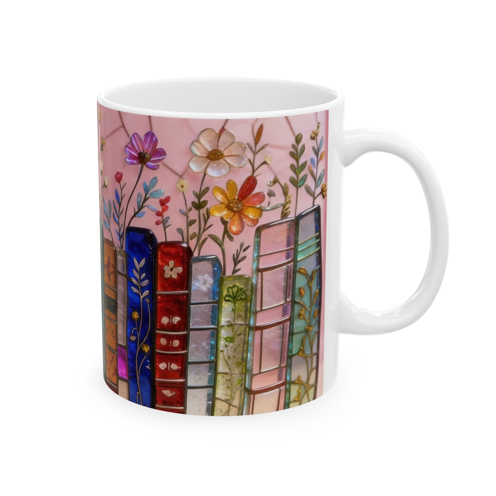 Color Glas Bookstack Ceramic Mug — Cozy Reading Coffee Cup (11oz/15oz) Printify